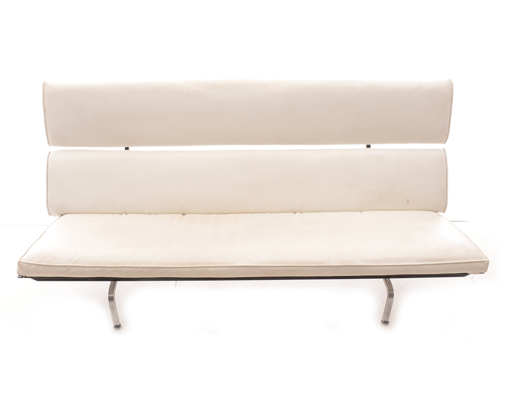 Mid Century Modern White Vinyl Sofa EBTH