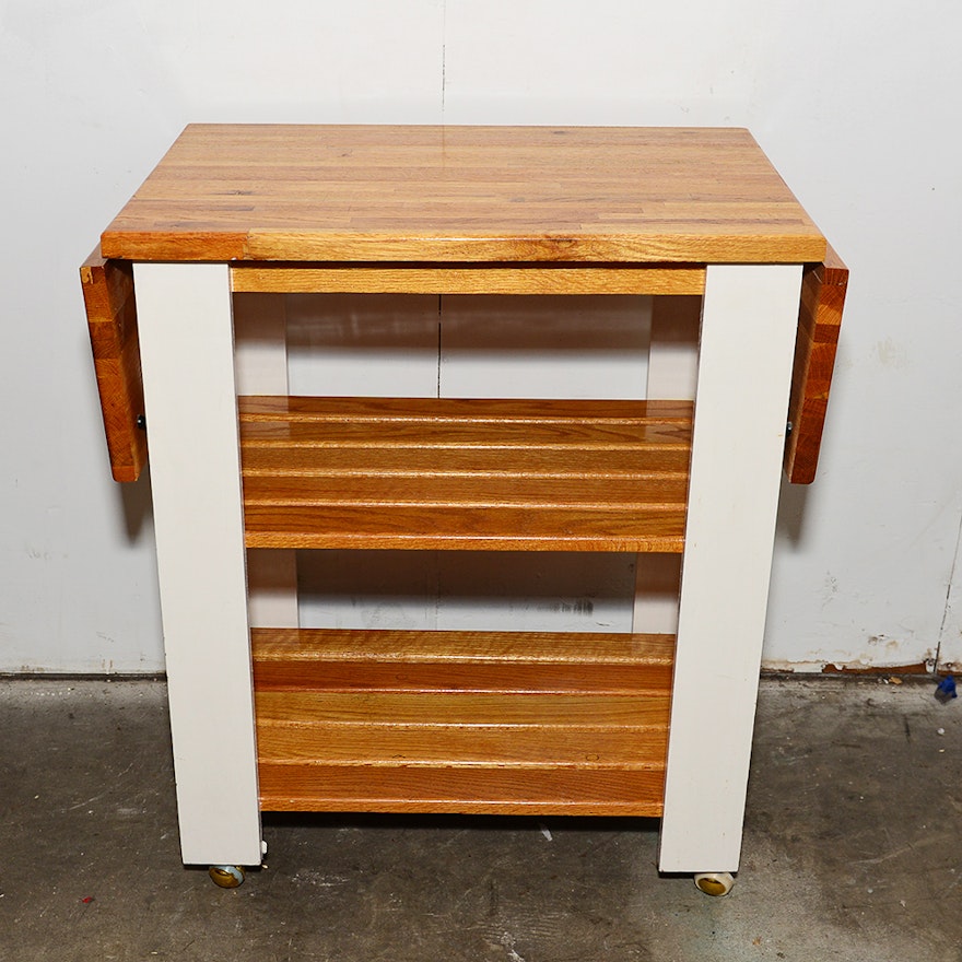 Brown Oak Veneer Kitchen Island
