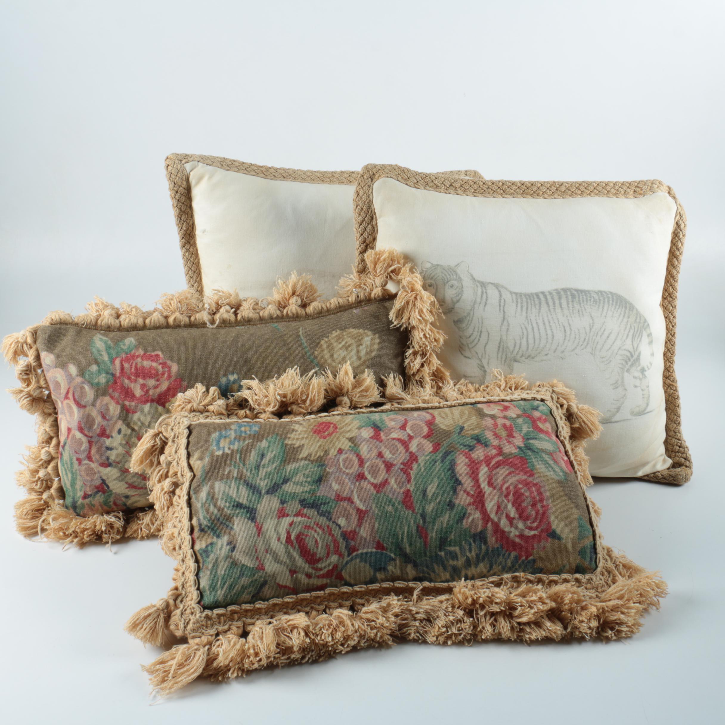 Decorative Floral And Tiger Print Pillows Featuring Raymond Waites