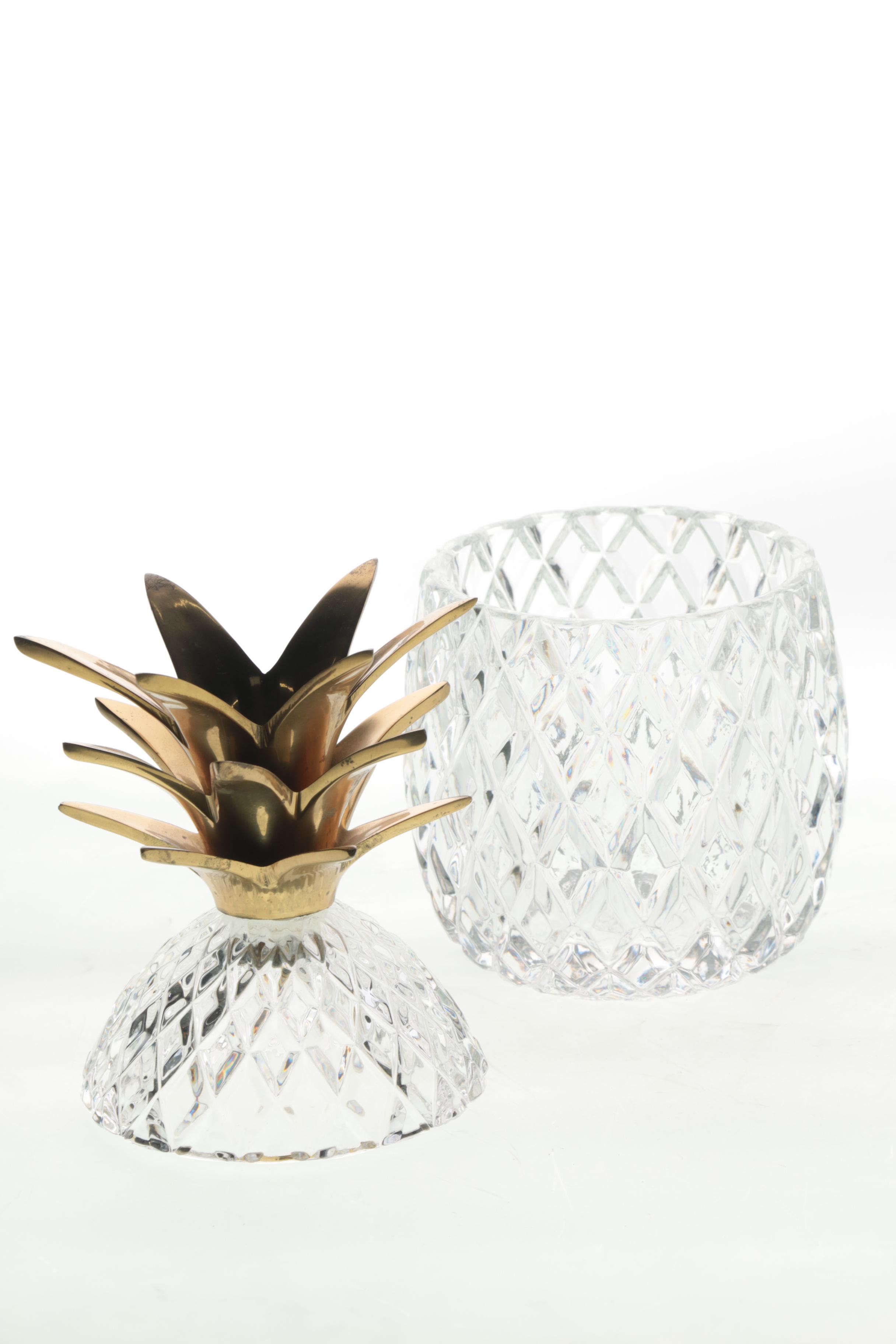 Castilian Imports Crystal Covered Pineapple Candy Dish EBTH
