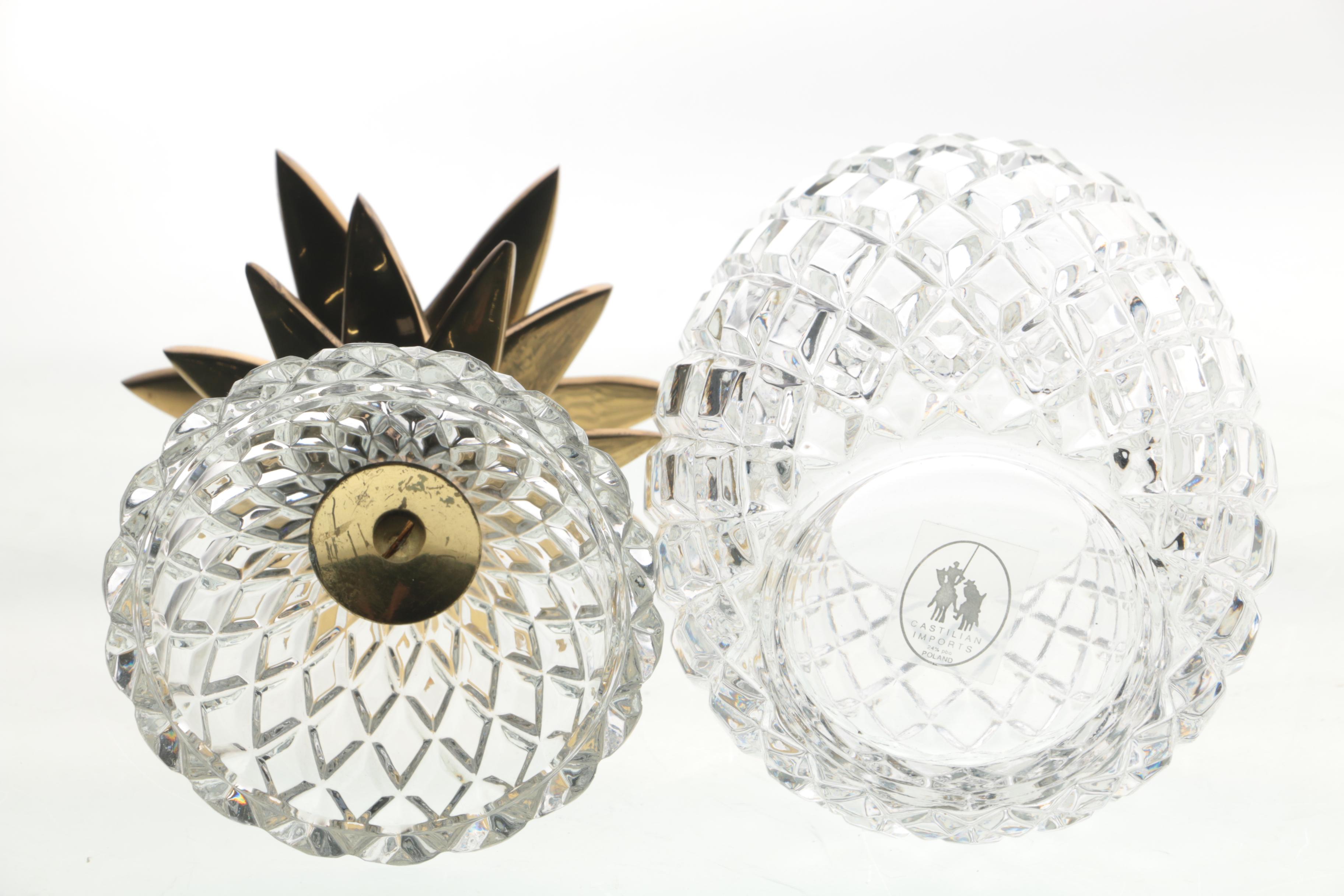 Castilian Imports Crystal Covered Pineapple Candy Dish EBTH
