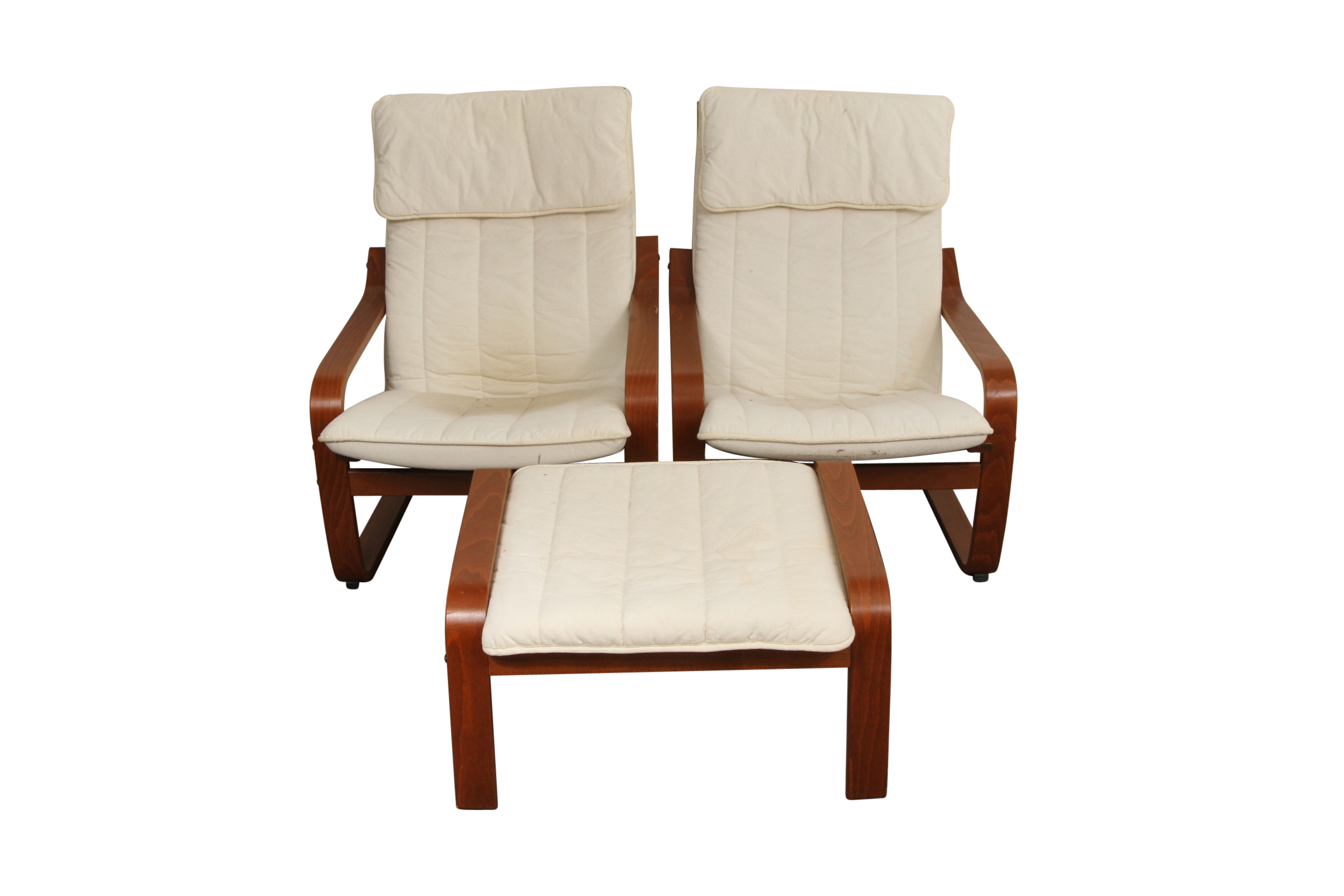Two Ikea Poang Chairs And Ottoman Ebth