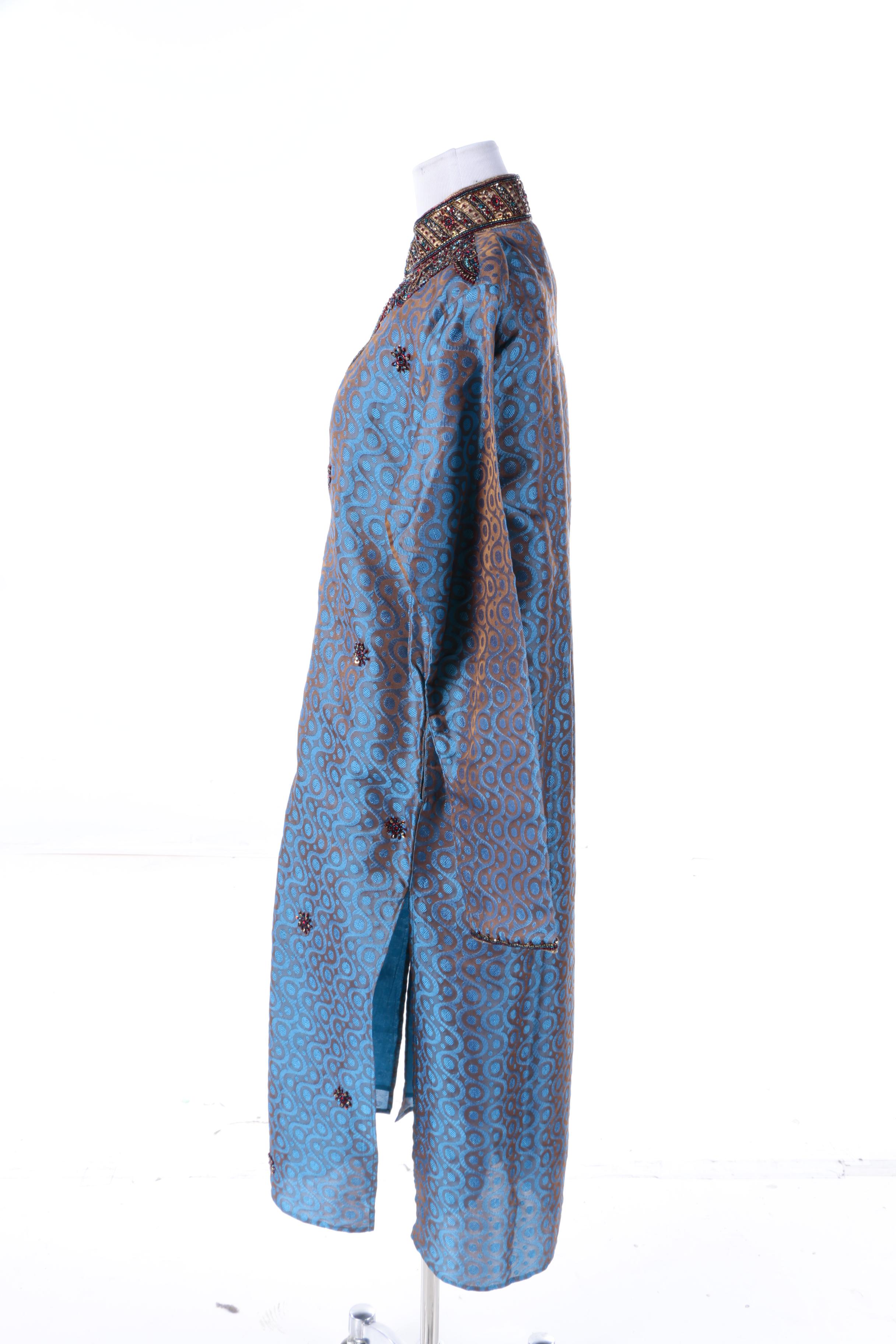 Men's Modern Brocade Sherwani Overcoat with Beaded Embellishment EBTH