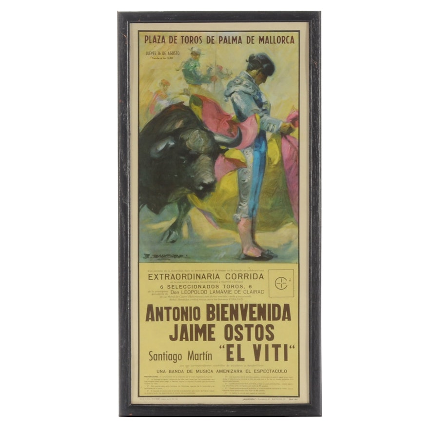Vintage Spanish Bullfighting Poster After Ballestar Ebth