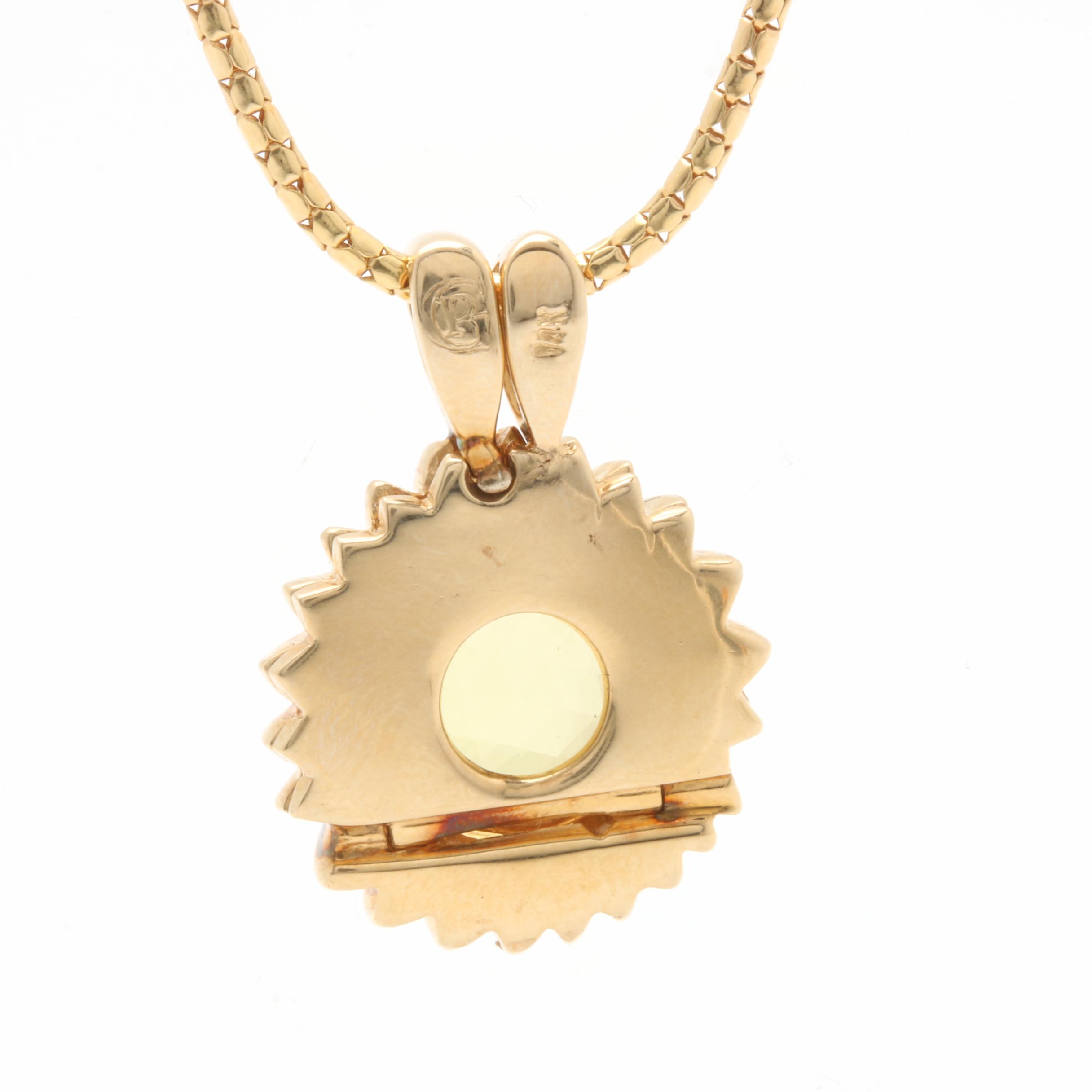 14K Yellow Multi Gemstone Bead Pendant Necklace With ...