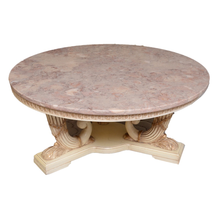 Vintage French Empire Style Marble Top Round Coffee Table Ebth Vintage French Empire Style Marble Top Round Coffee Table