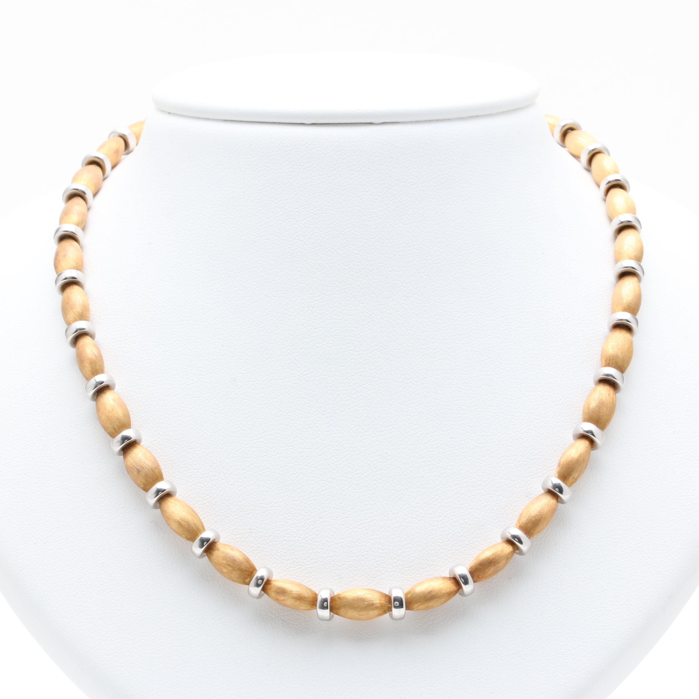 18K Two-Tone Gold Beaded Necklace by Chiampesan | EBTH
