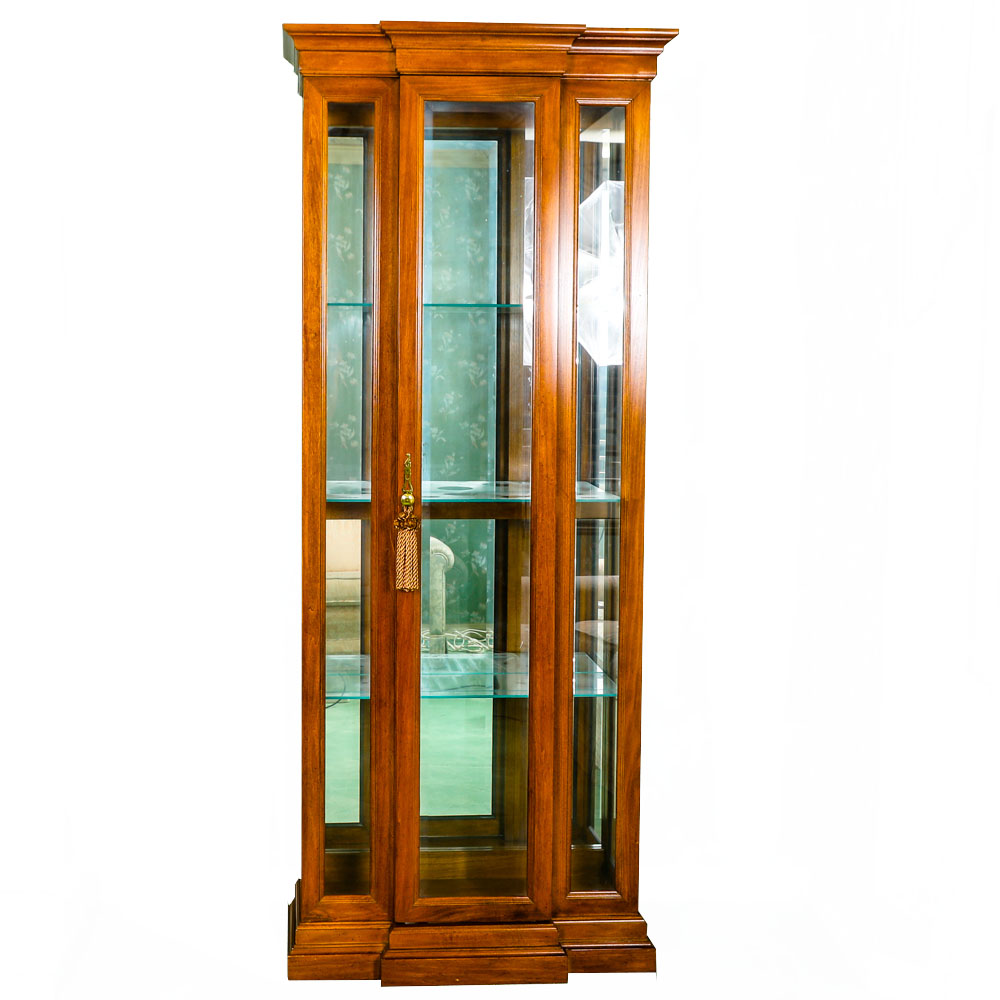 Vintage Illuminated Breakfront Curio Cabinet by American ...