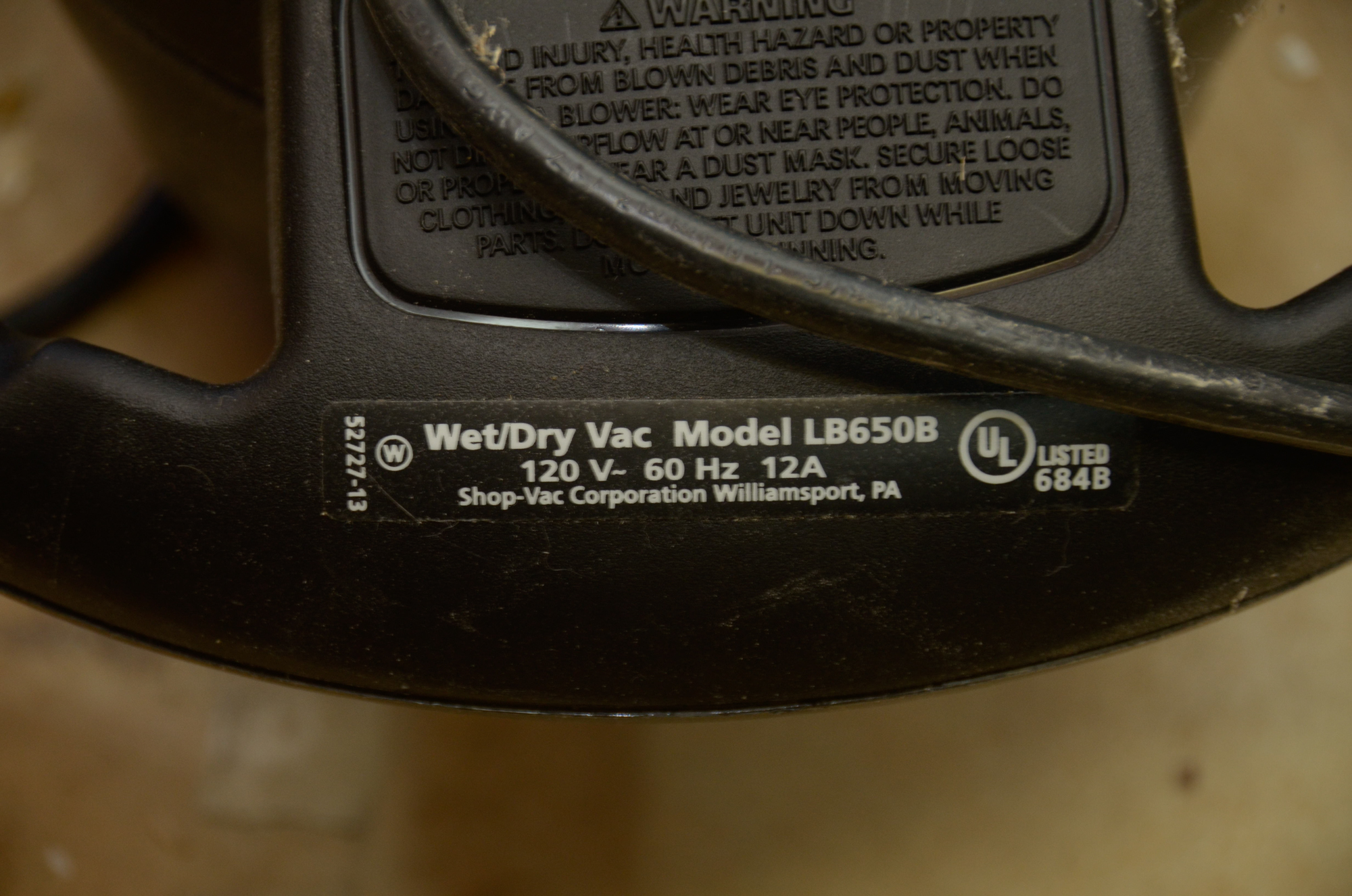 ShopVac Wet and Dry Vacuum Model LB650C with Additional Motor EBTH