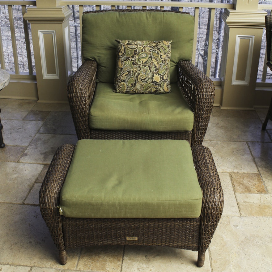 Martha Stewart Living Wicker Patio Armchair and Ottoman | EBTH Martha Stewart Living Wicker Patio Armchair and Ottoman | EBTH on Martha Living Wicker Patio Set id=59864