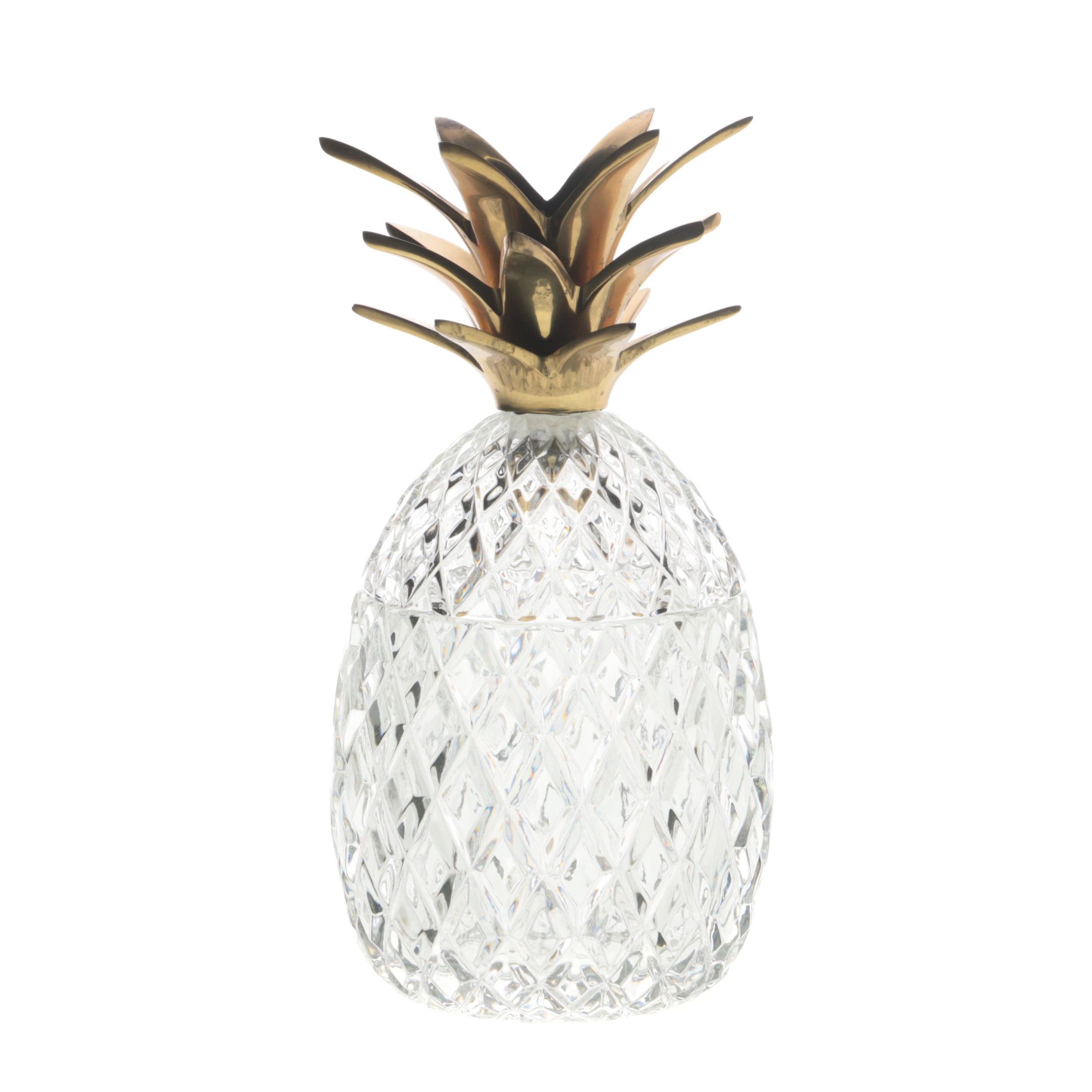 Castilian Imports Crystal Covered Pineapple Candy Dish EBTH
