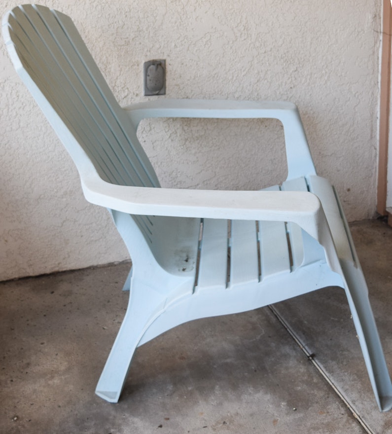 Pair of Adirondack Style Plastic Patio Chairs with Floral ...