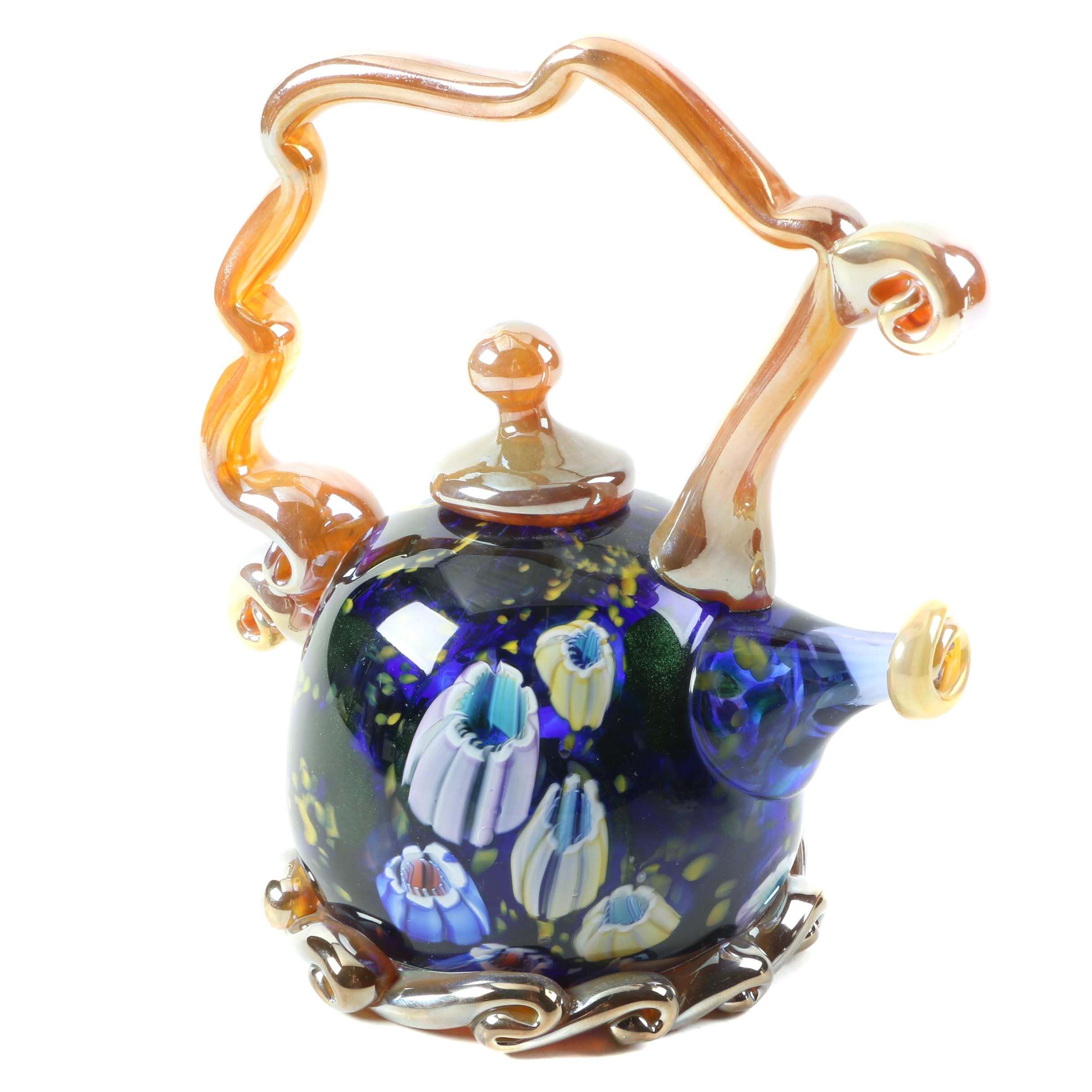 Paul Counts Art Glass Teapot Sculpture EBTH