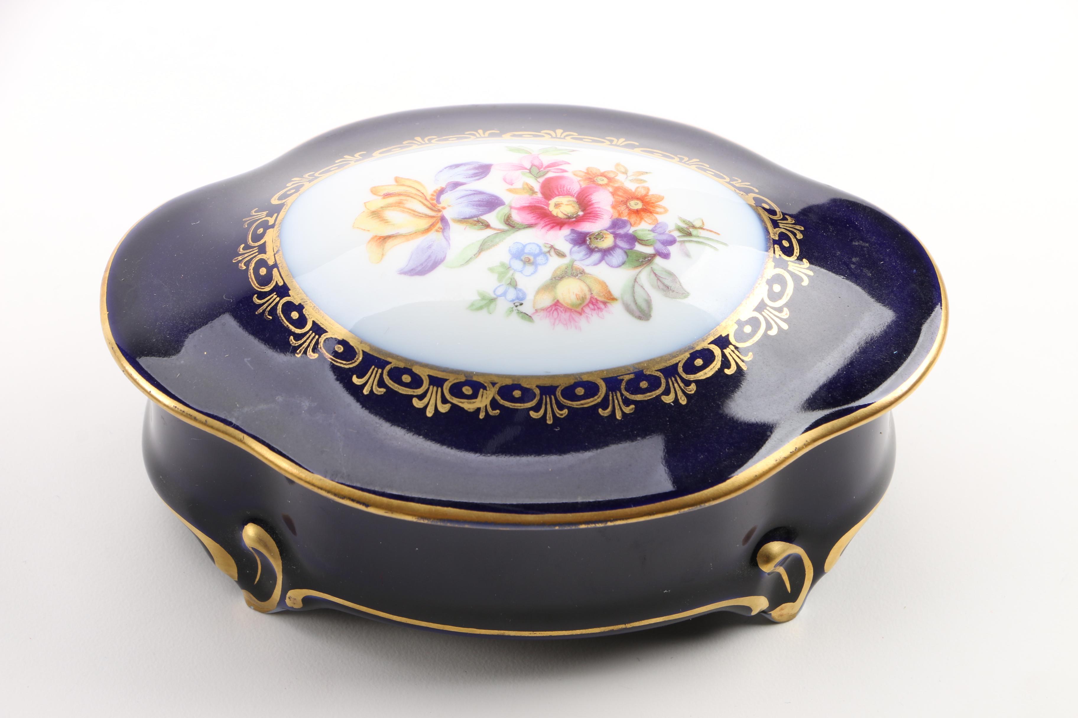 Cobalt Blue Jlmenau German Porcelain Serving Bowls and Trinket Dish EBTH