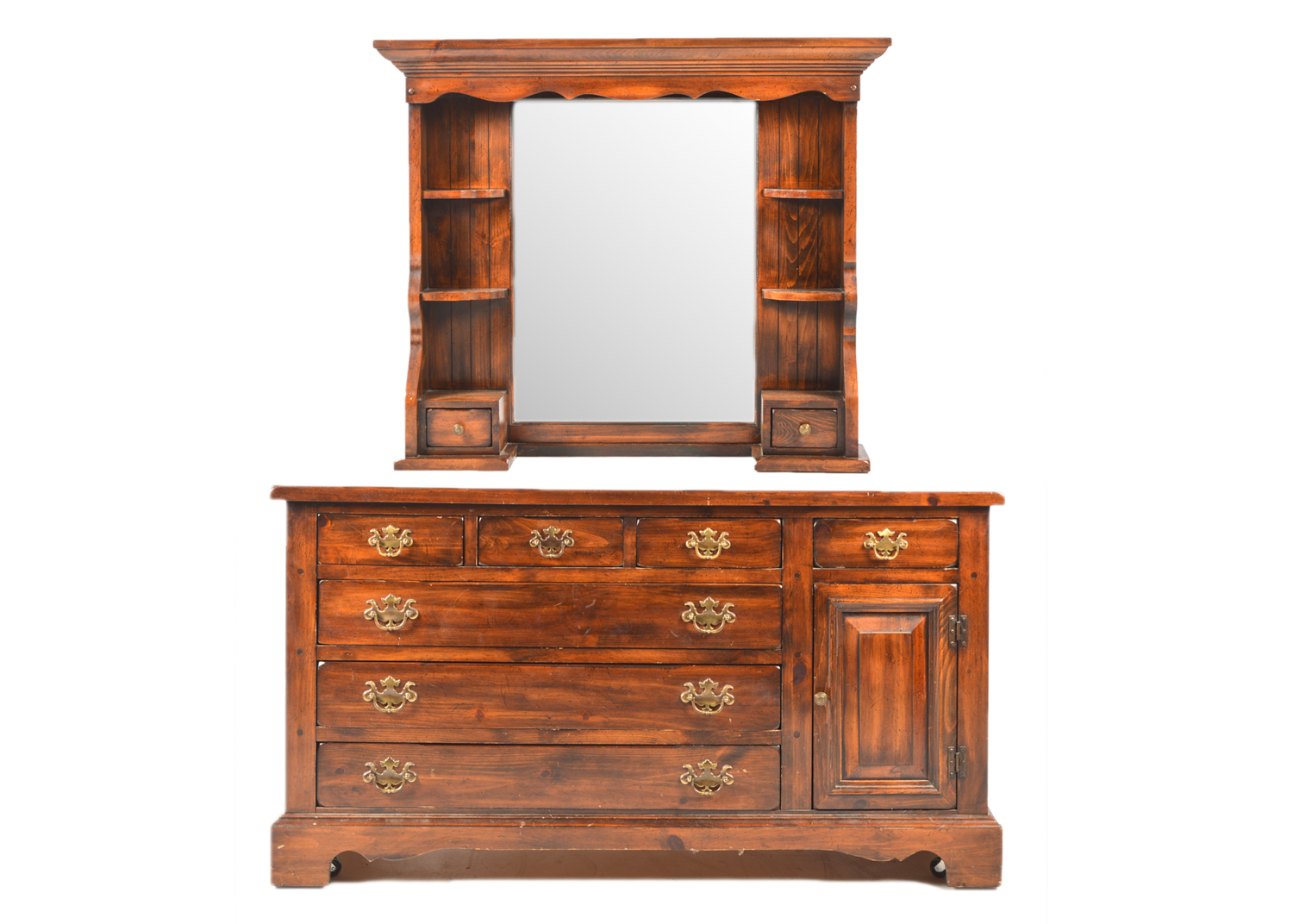 Vintage "Open Hearth" Pine Dresser and Mirrored Hutch EBTH