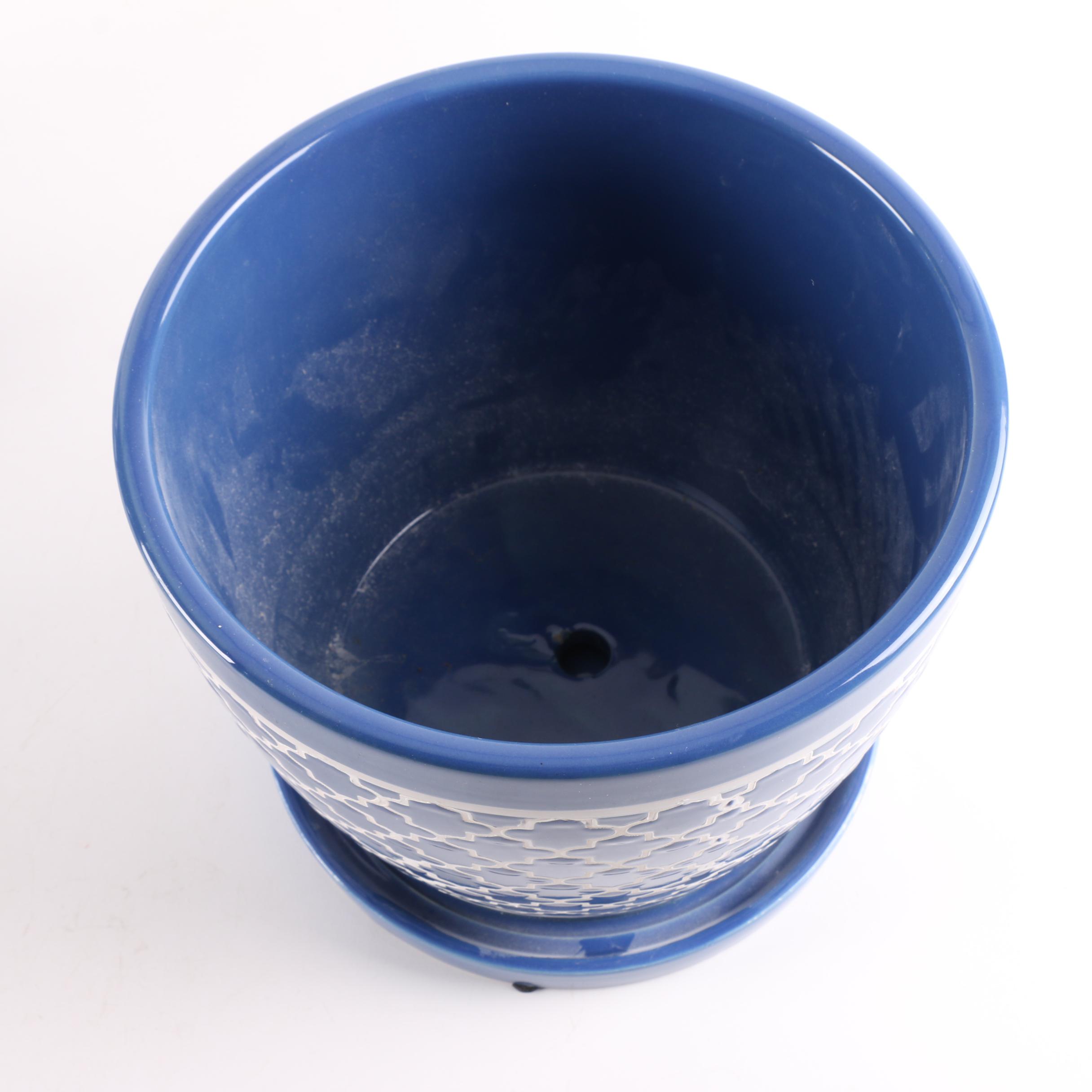 Blue and White Ceramic Ginger Jar, Planter, and Bowls EBTH