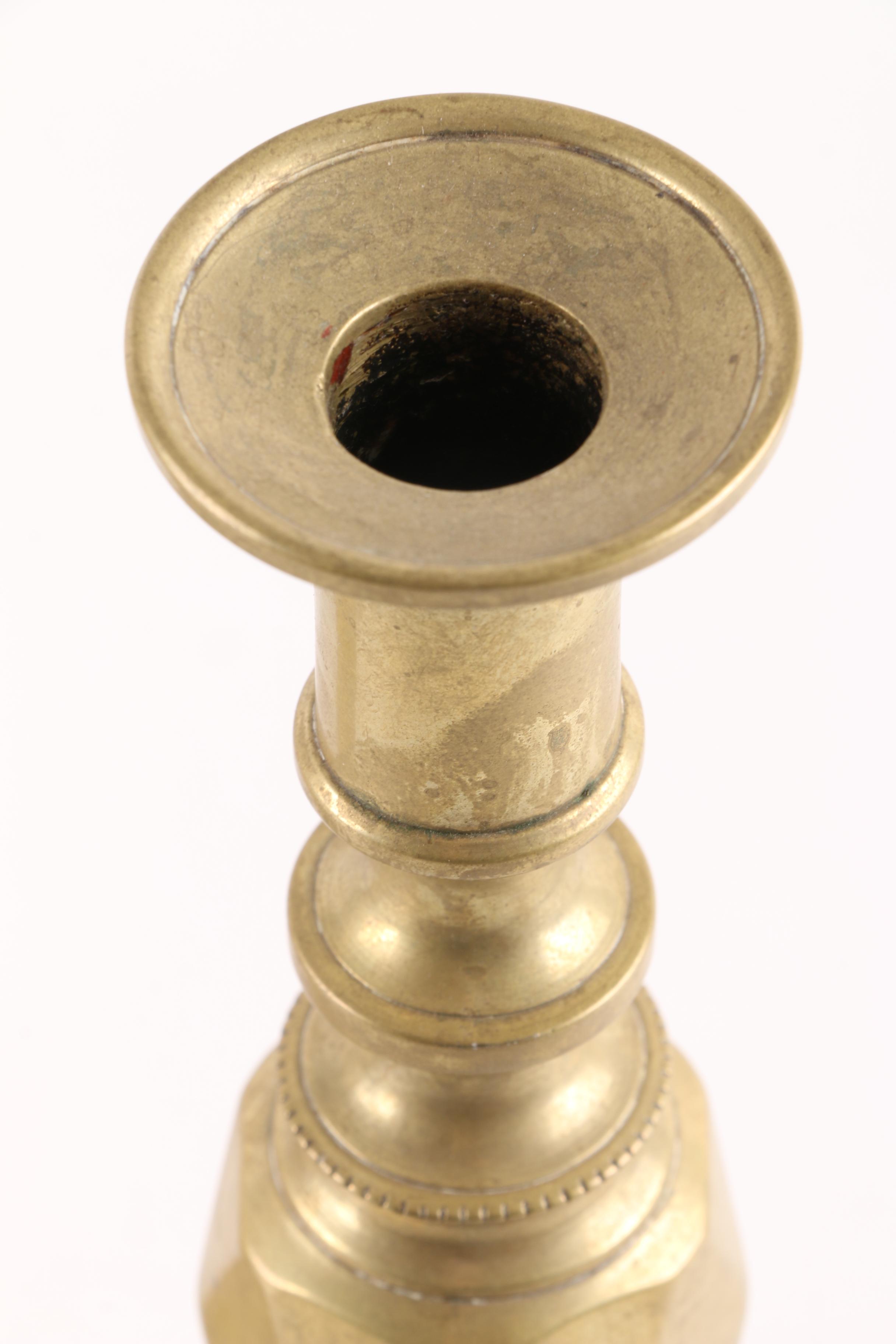 ANtique Brass Push Up Candlesticks with Snuffer EBTH