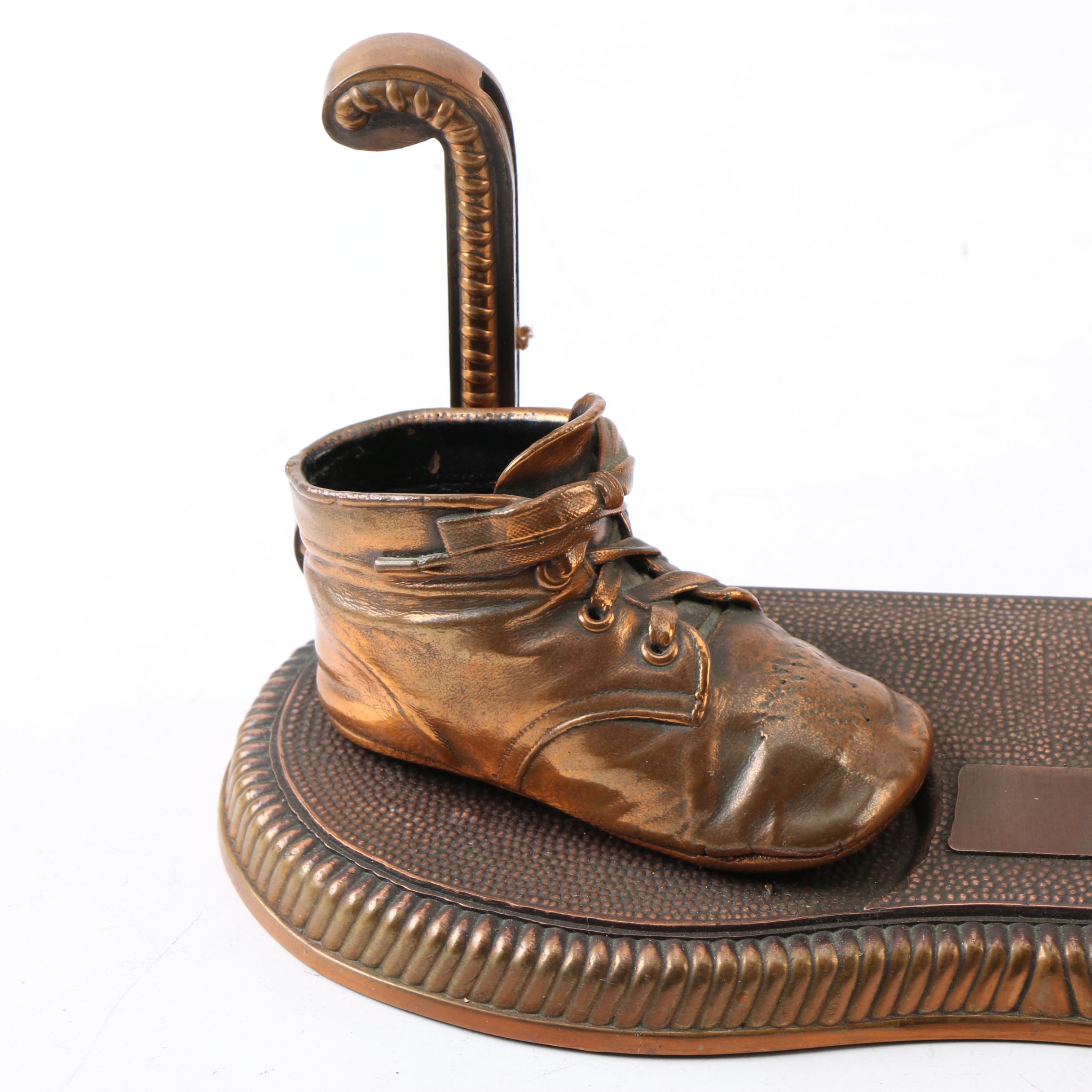 Bronzed Baby Shoes On Picture Frame Base EBTH