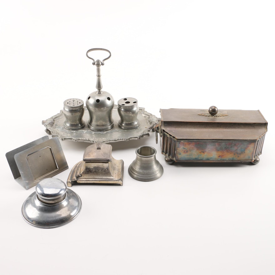 Silver Plated And Pewter Desk Accessories Ebth