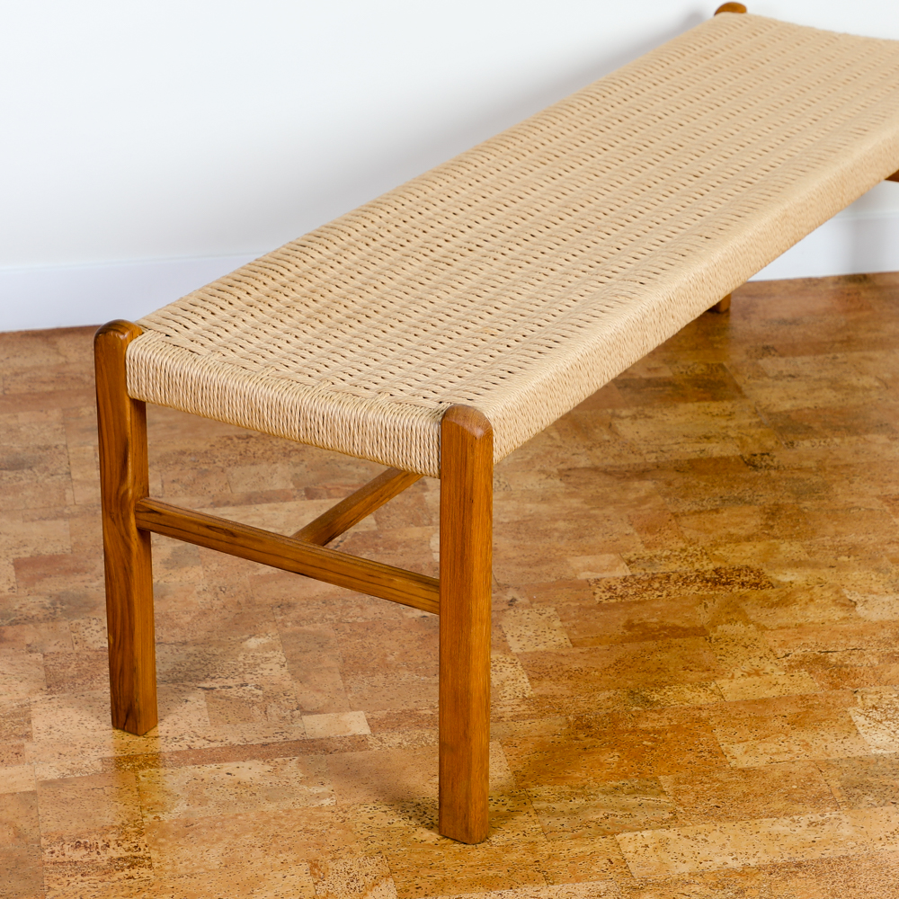 Sun Teak Benches with Woven Rope Seats EBTH