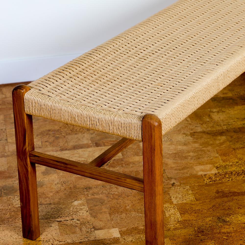 Sun Teak Benches with Woven Rope Seats EBTH