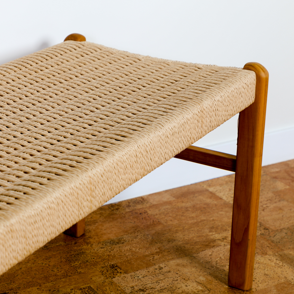 Sun Teak Benches with Woven Rope Seats EBTH