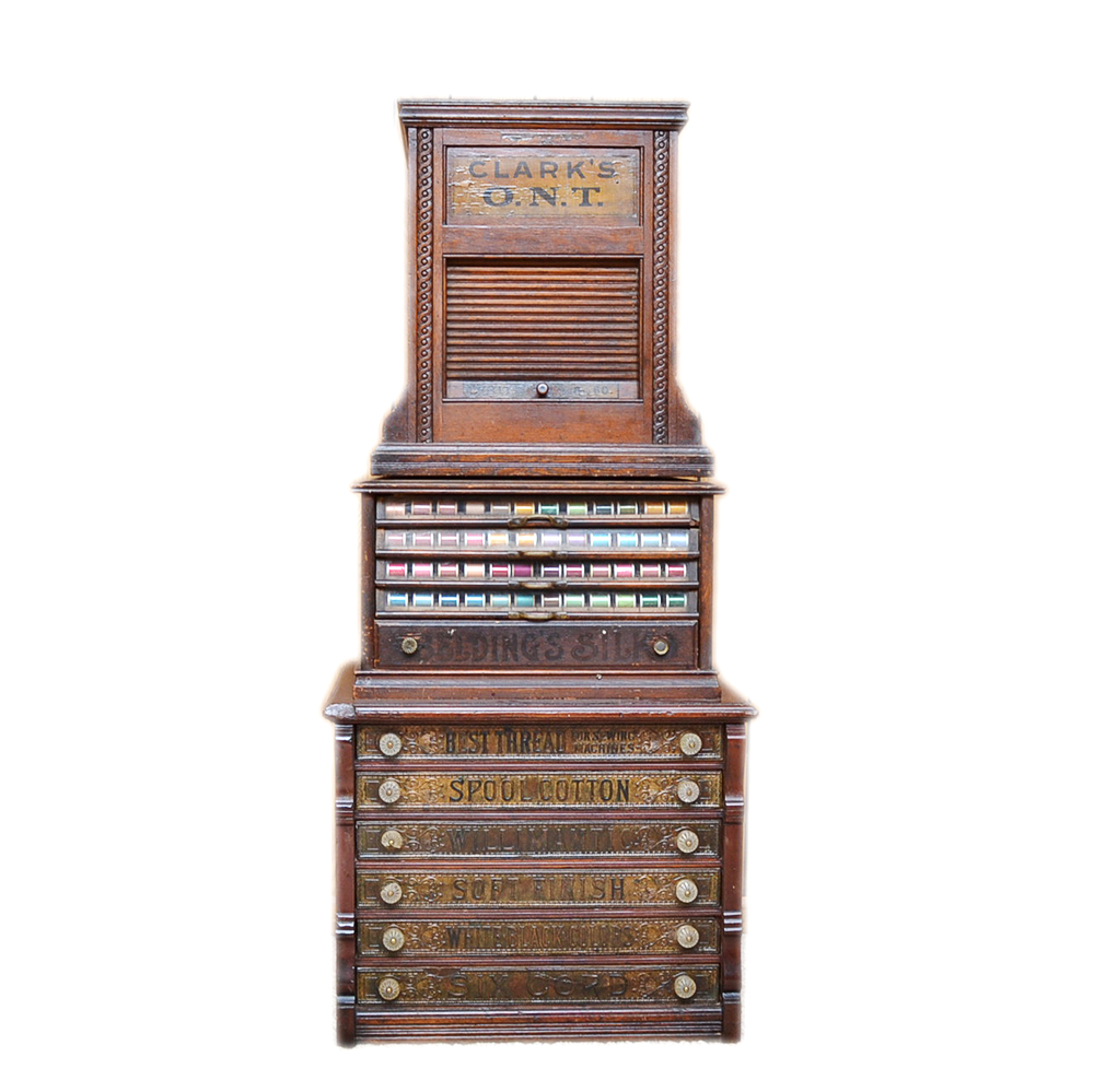 Antique Clark S Walnut Spool Cabinet And Others Ebth
