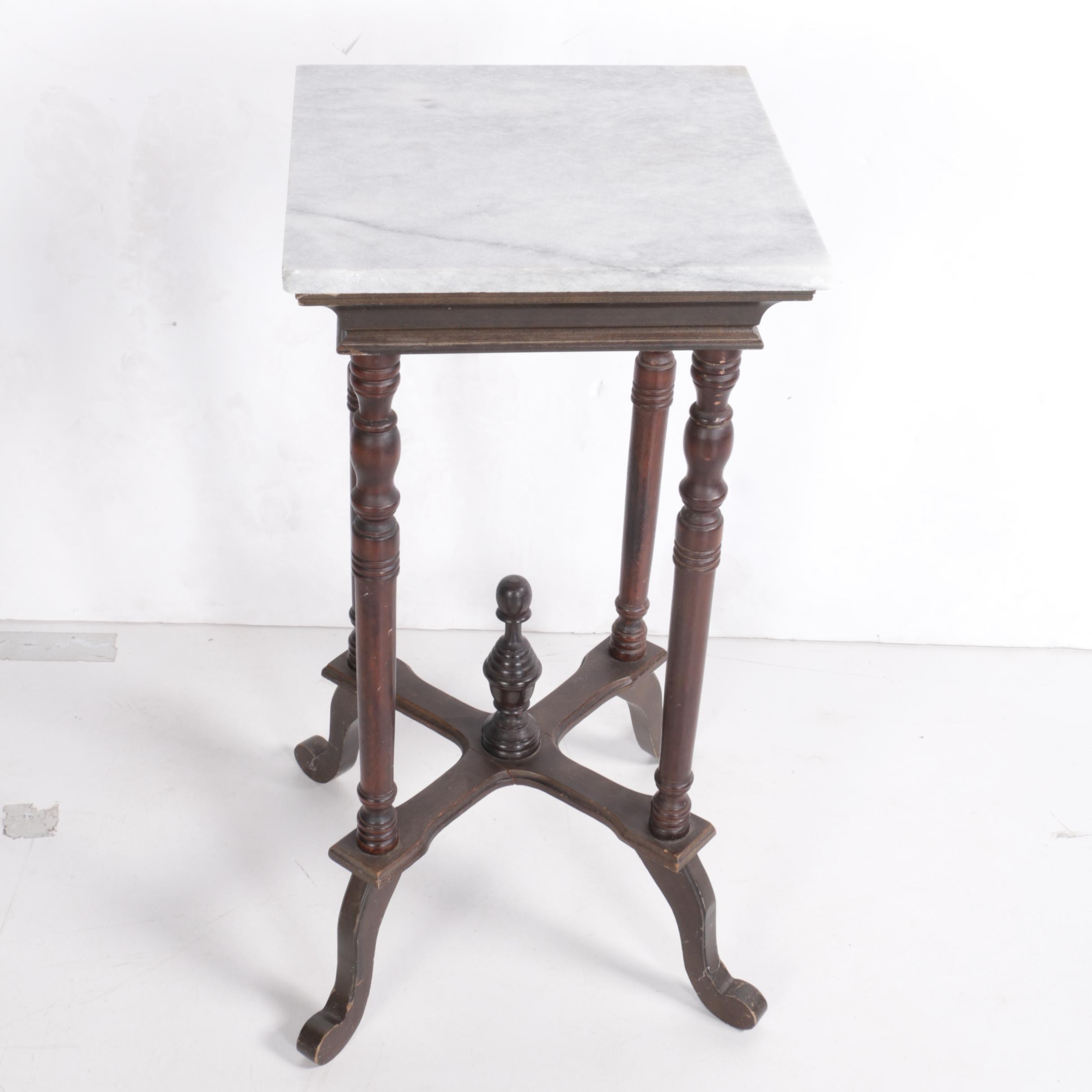 Vintage Marble Top Accent Table EBTH
