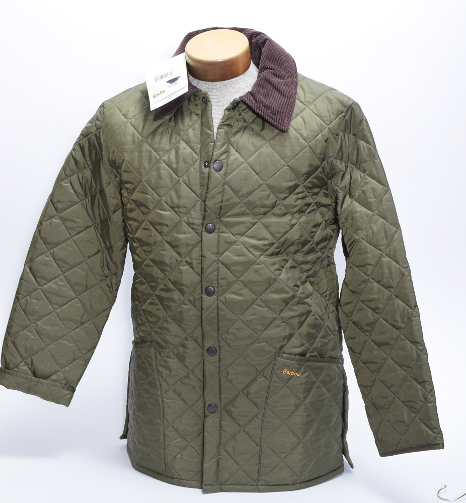 Men's Barbour Green Quilted Jacket with Corduroy Collar EBTH