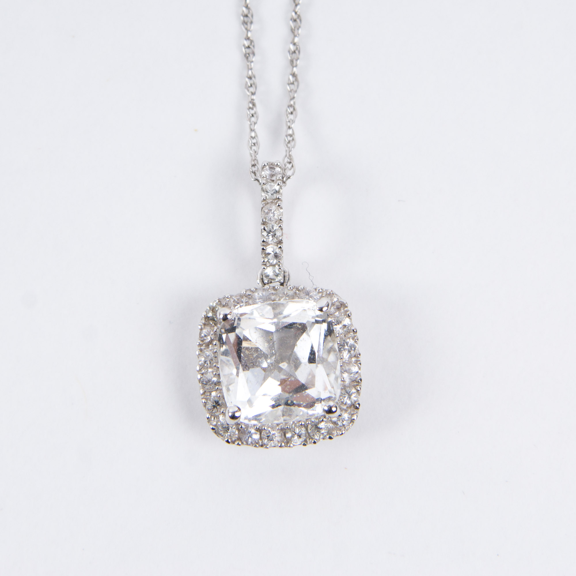 white sapphire pendant necklace