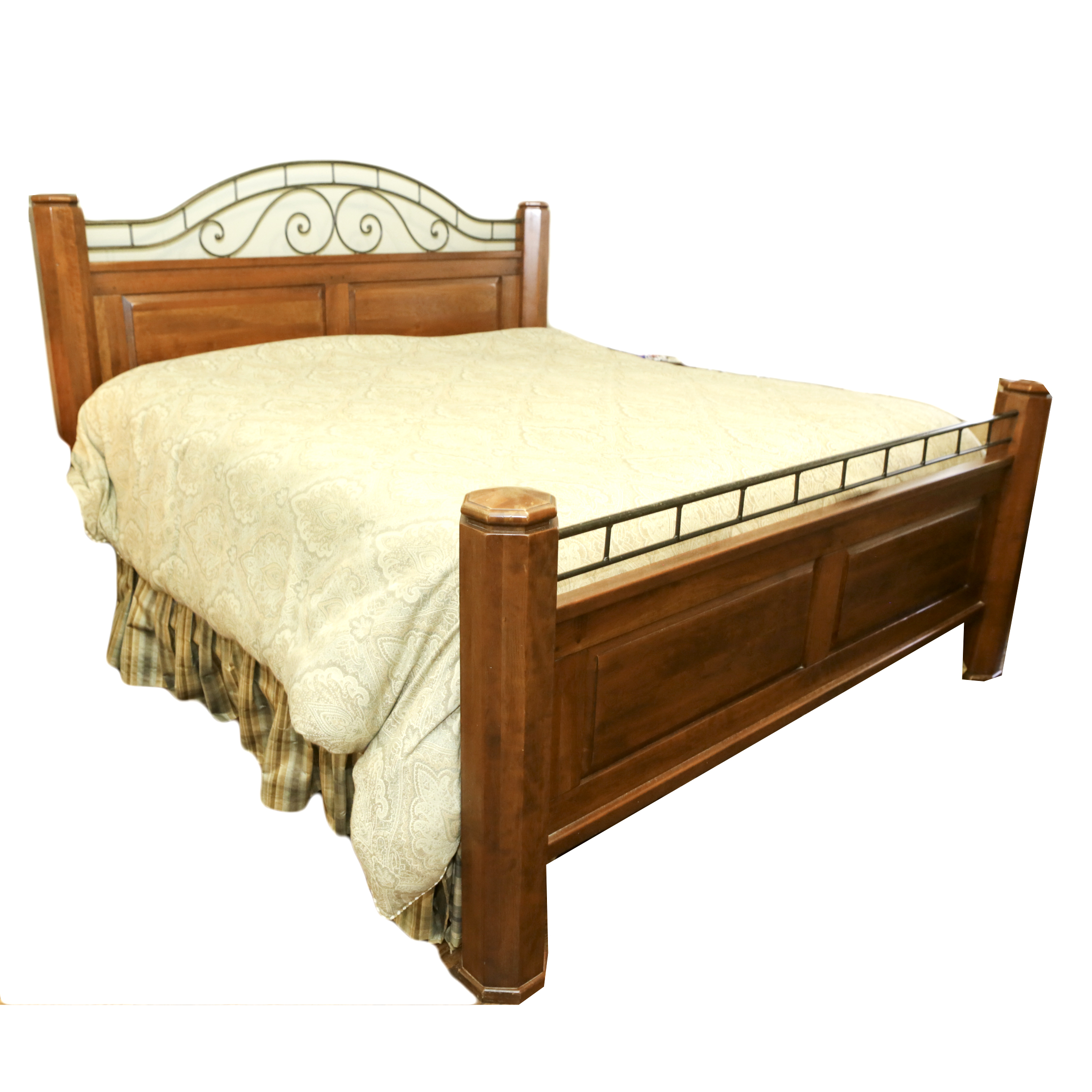Cherry and Wrought Iron King Size Bed Frame EBTH