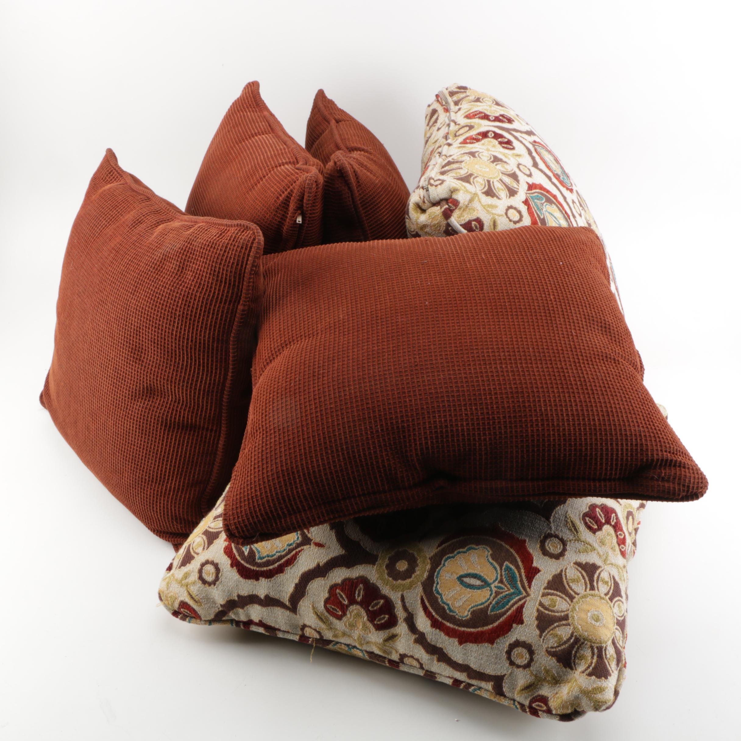 Floral And Rust Colored Pillows Ebth