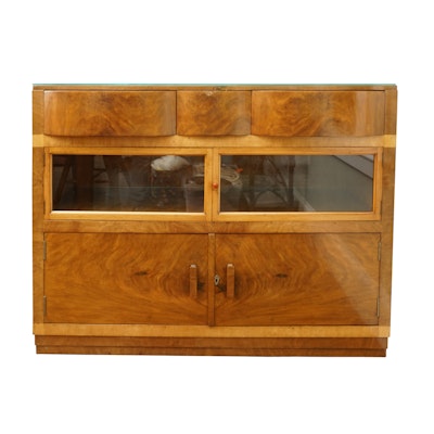English Art Deco Walnut and Birch Sideboard by M.P. Davis English Art Deco Walnut and Birch Sideboard by M.P. Davis