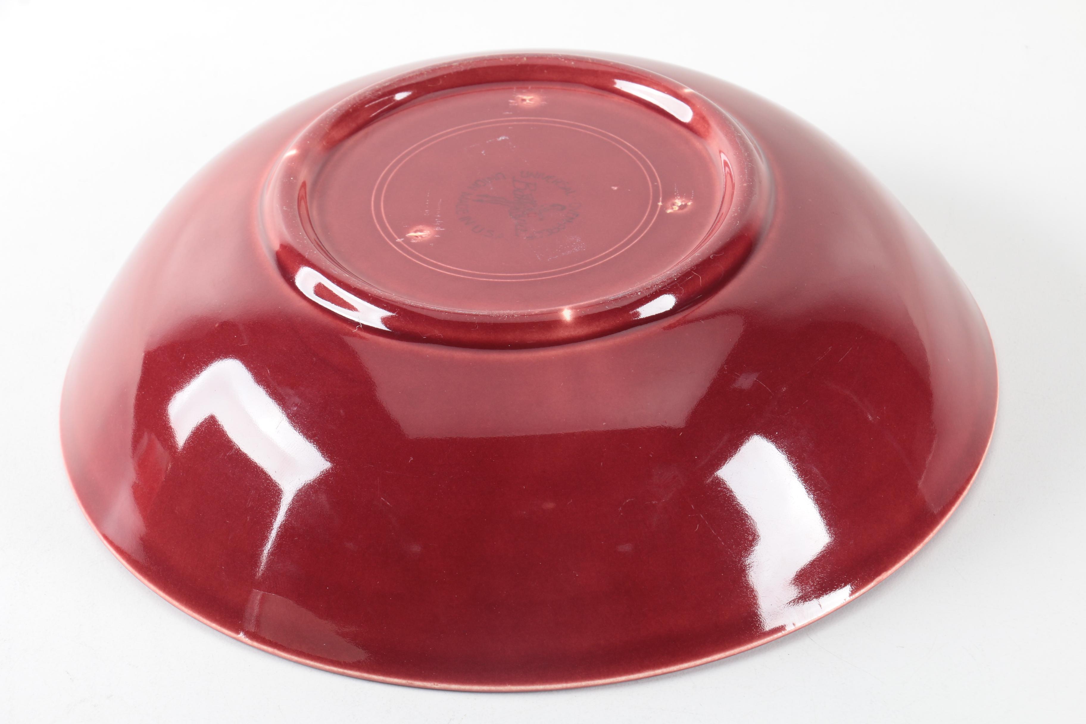 Vintage Universal Pottery Light Grey and Red Glazed "Ballerina" Bowls