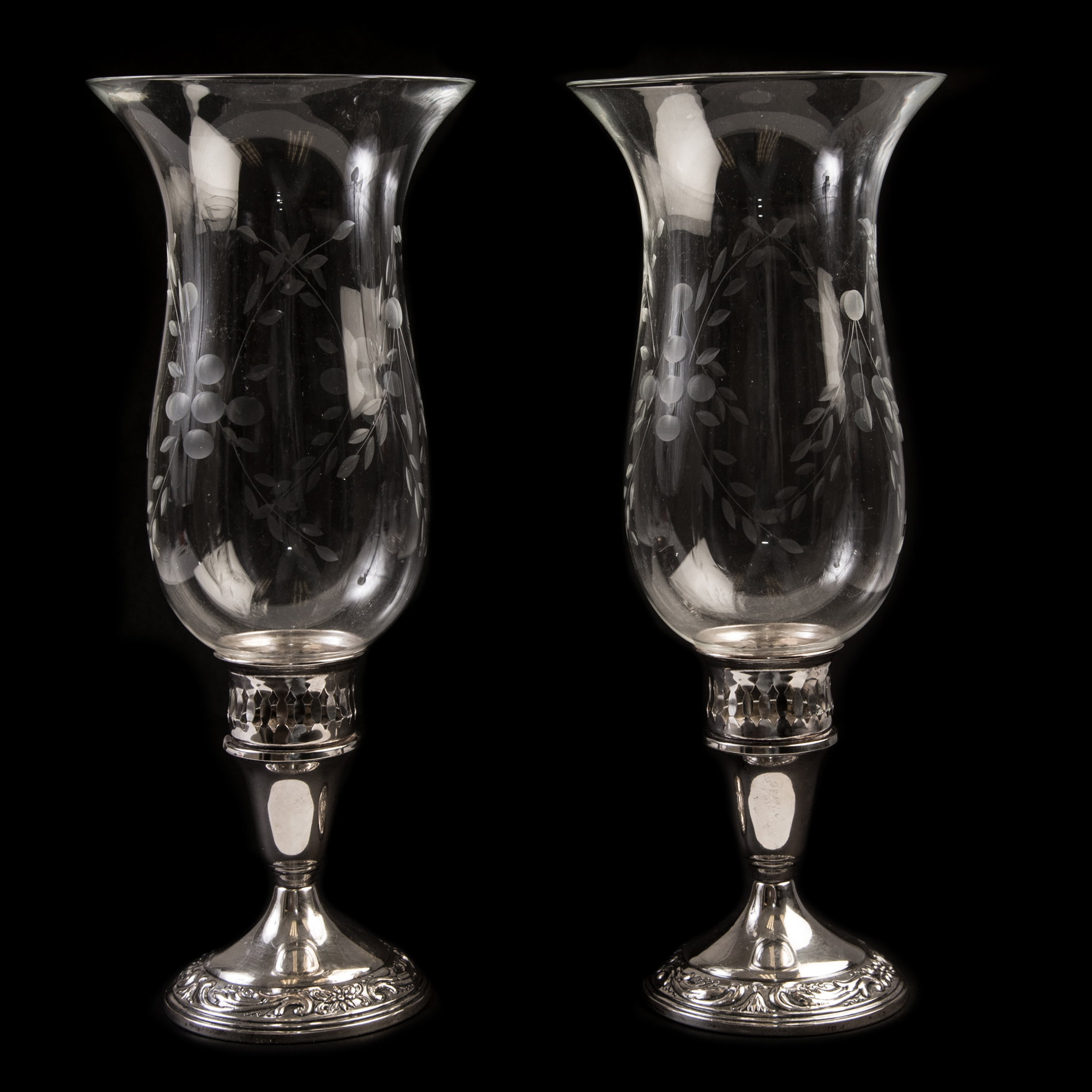 Weighted Sterling Silver Hurricane Candle Holders by Towle EBTH