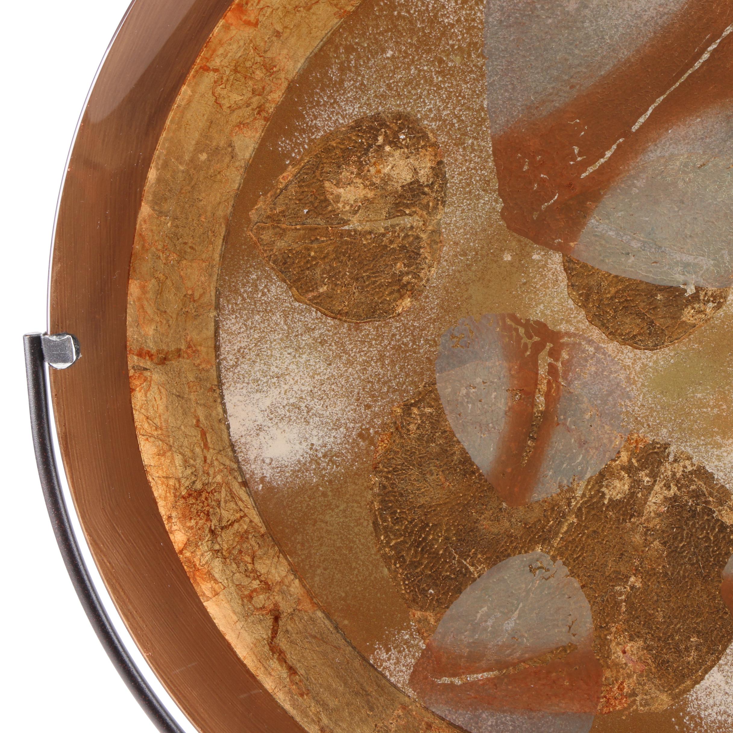 Signed Metallic Art Glass Plate with Display Stand EBTH