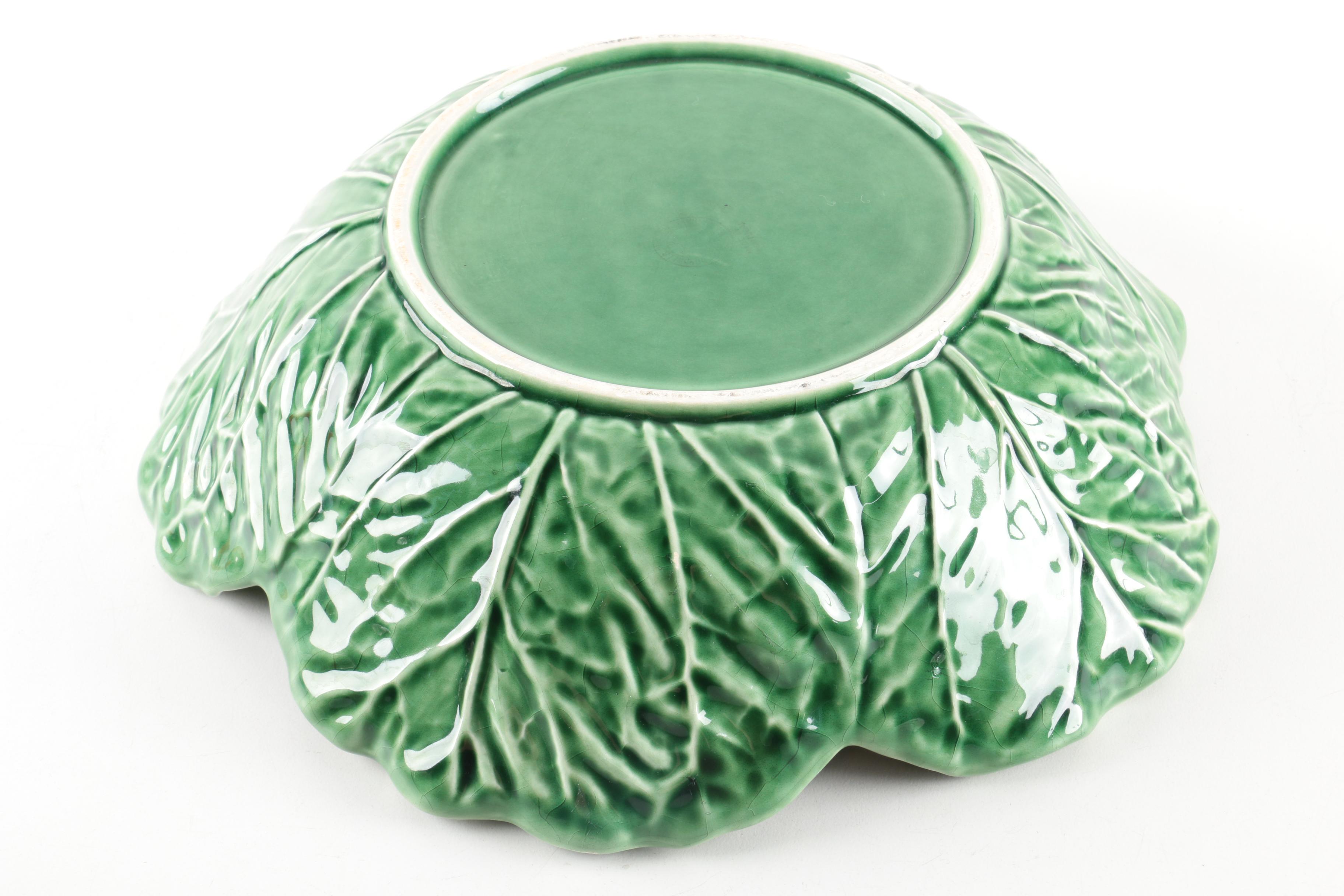 Portuguese Bordallo Pinheiro "Cabbage" Leaf Serving Bowls EBTH