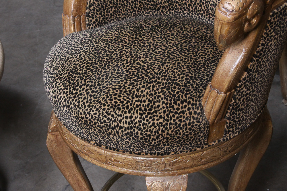 Cheetah Print Upholstered Swivel Bar Stools EBTH