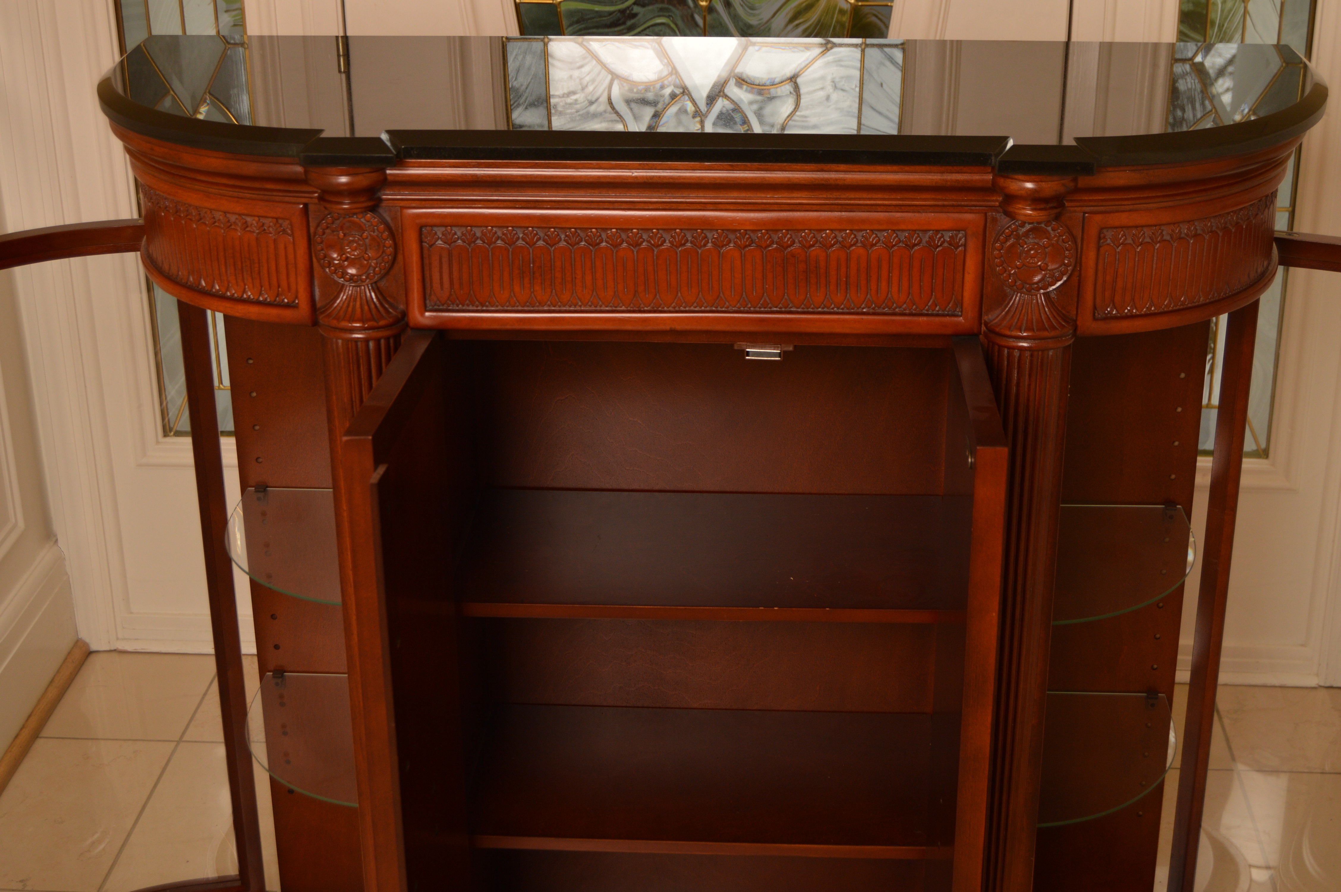 Short Demilune Cabinet with Curio Display | EBTH