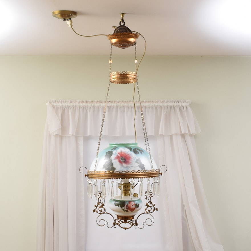 Antique Converted Oil Lamp Chandelier : EBTH Antique Converted Oil Lamp Chandelier ... - Antique Converted Oil Lamp Chandelier : EBTH