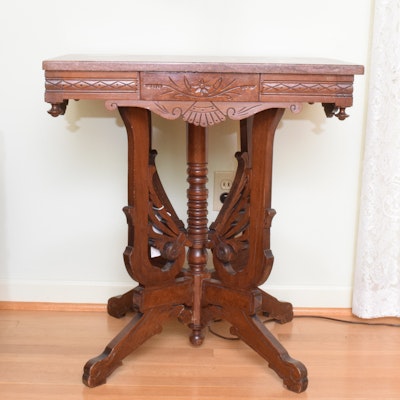 Eastlake Stone Top Lamp Table Eastlake Stone Top Lamp Table