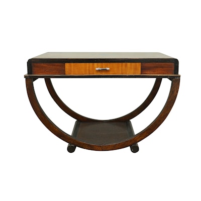 Art Deco Inlaid Walnut One-Drawer Side Table Art Deco Inlaid Walnut One-Drawer Side Table