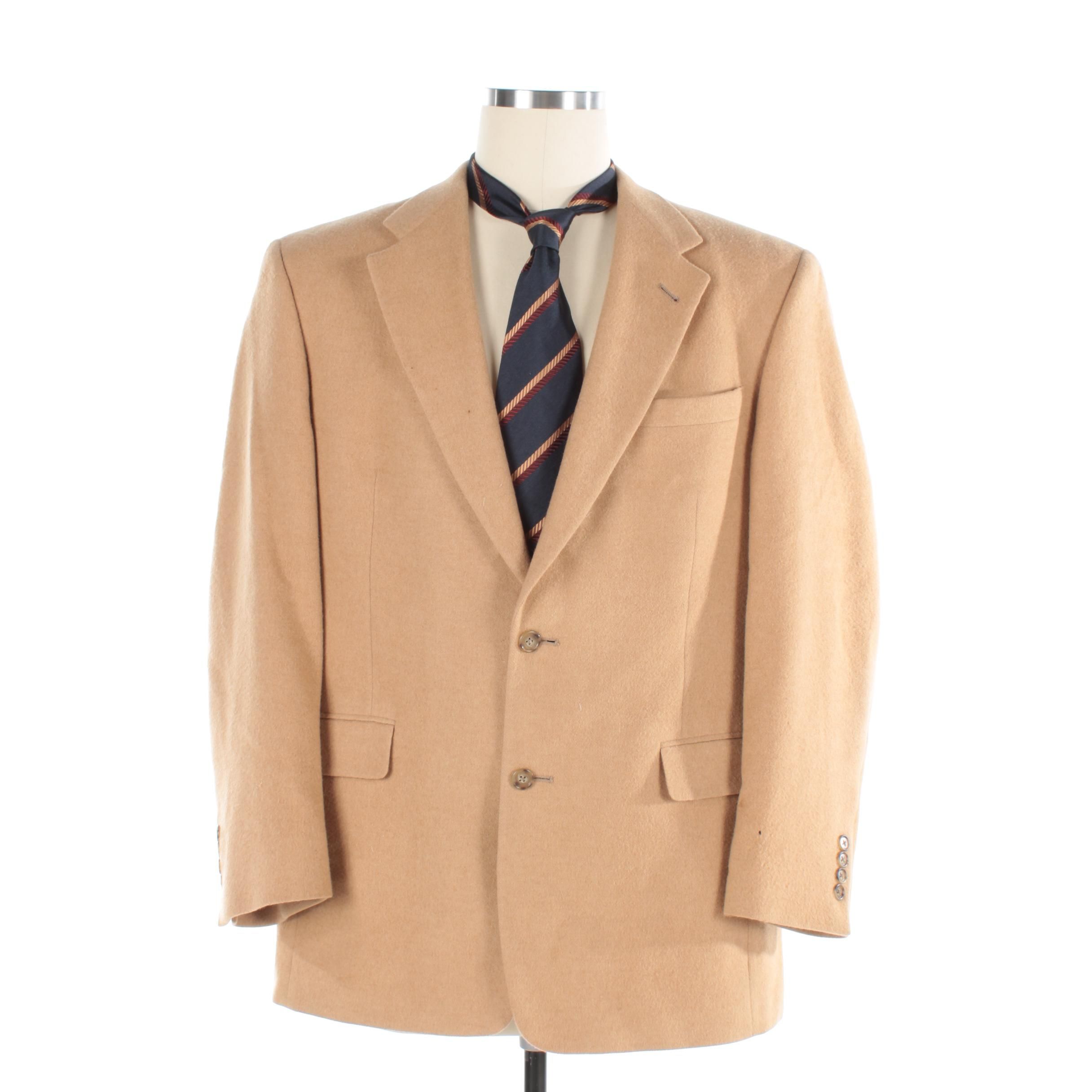 Men S 1980s Vintage Burberry Camel Hair Jacket And Silk Necktie Ebth