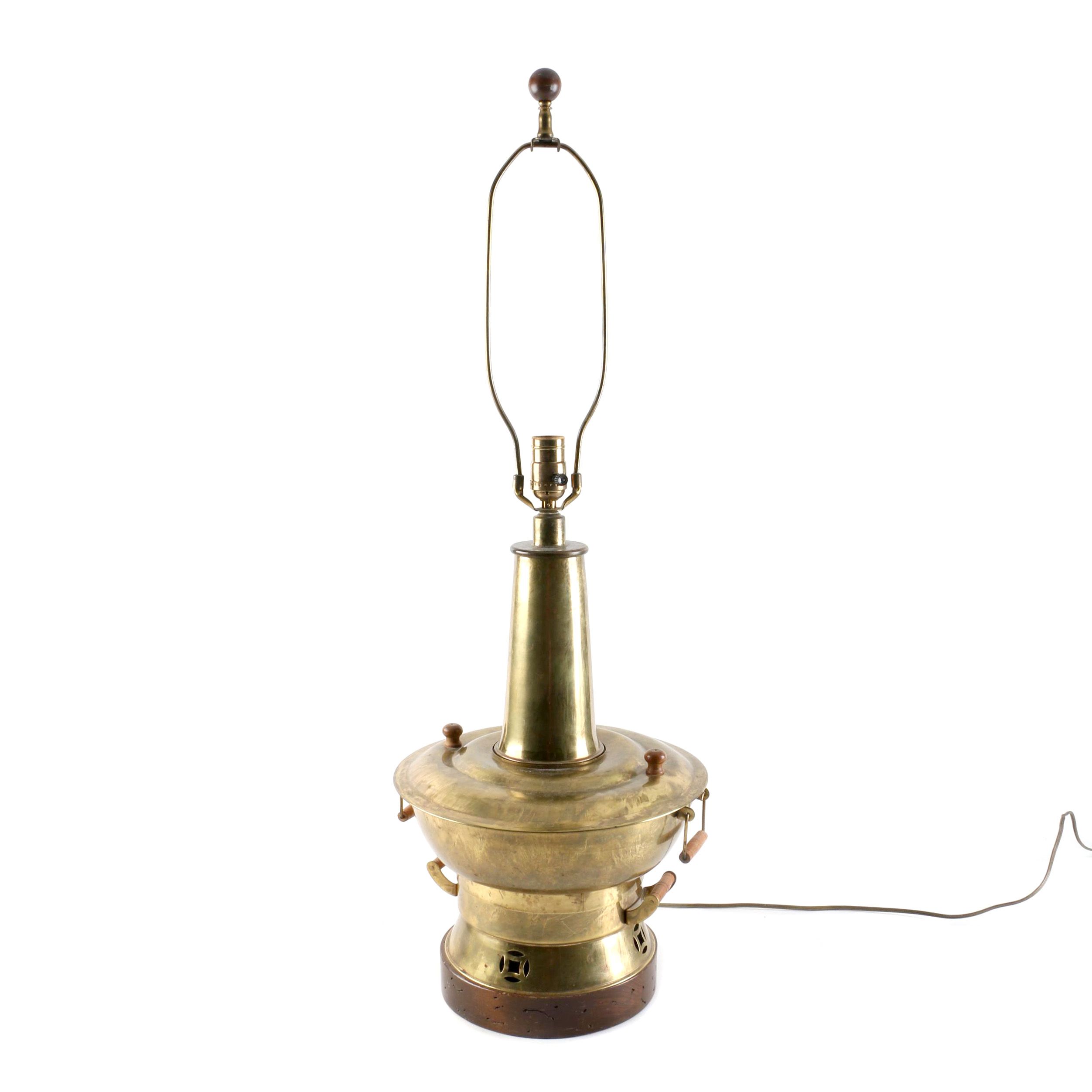 Brass Repurposed Chafing Dish Lamp EBTH
