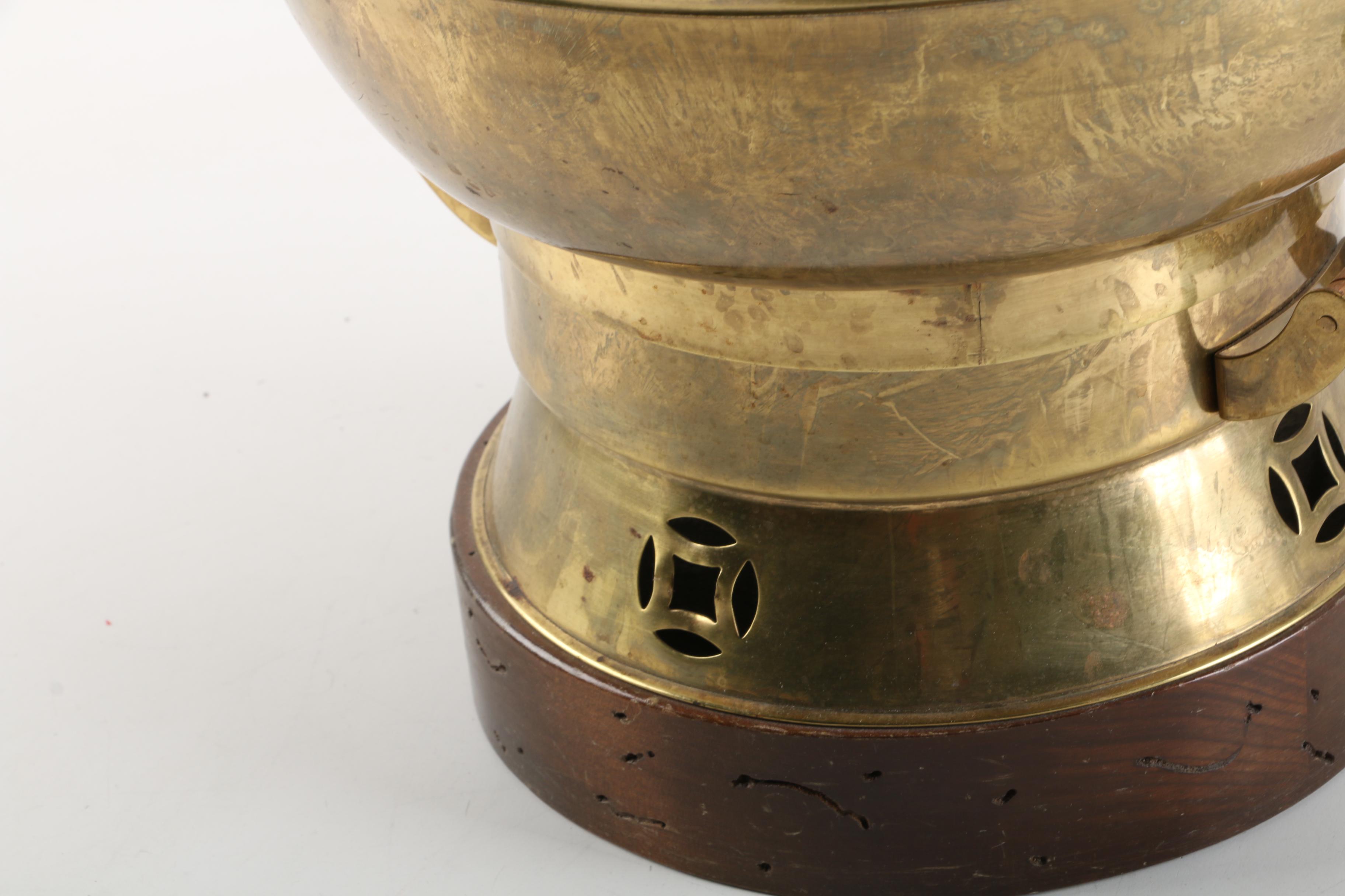 Brass Repurposed Chafing Dish Lamp EBTH