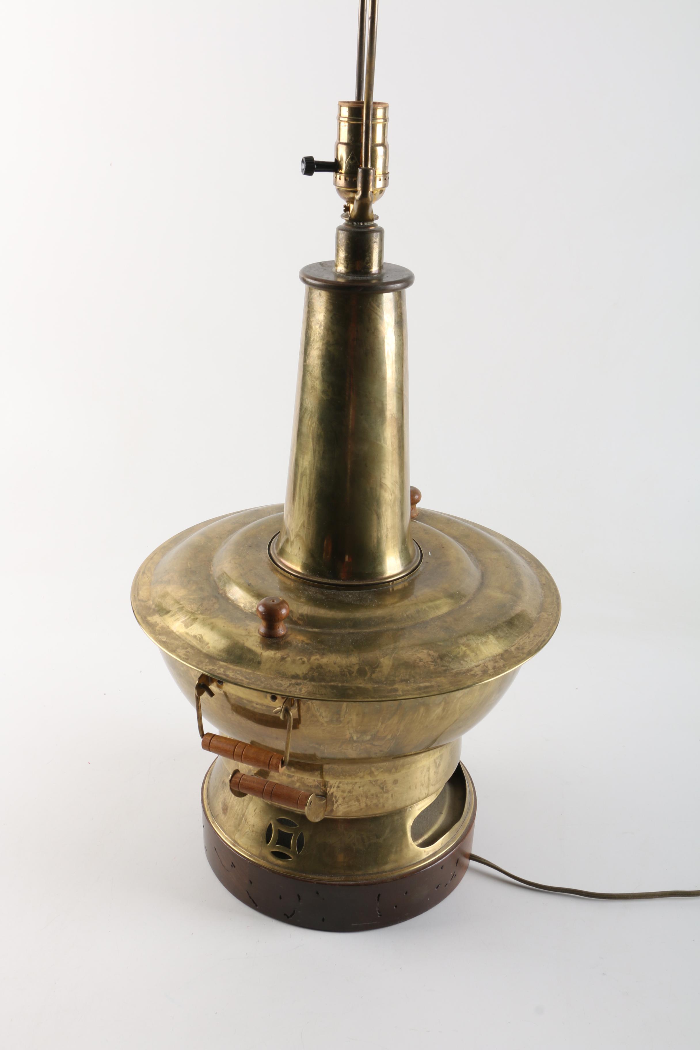 Brass Repurposed Chafing Dish Lamp EBTH