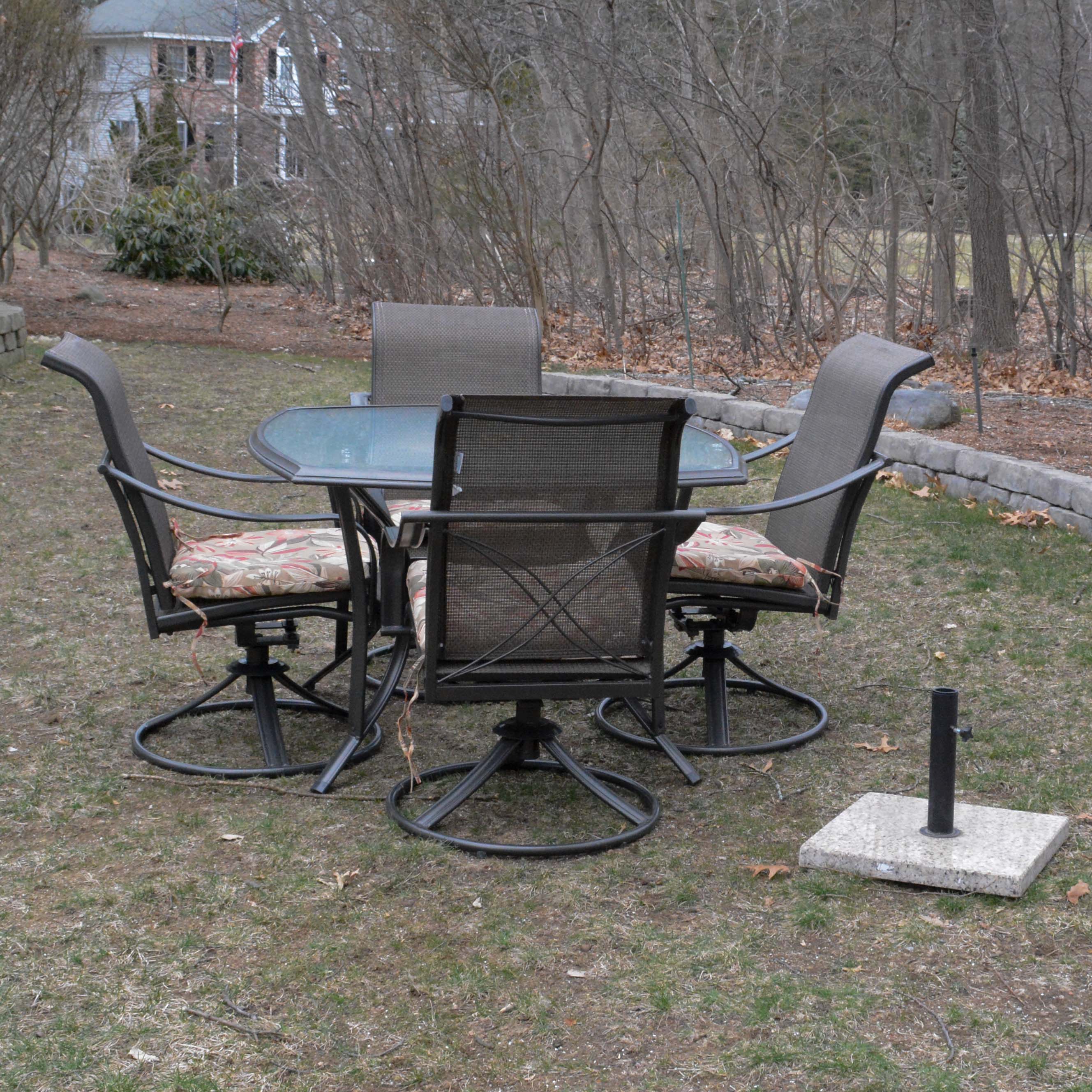 Martha Stewart Living Patio Table and Chairs with Umbrella and Stand EBTH