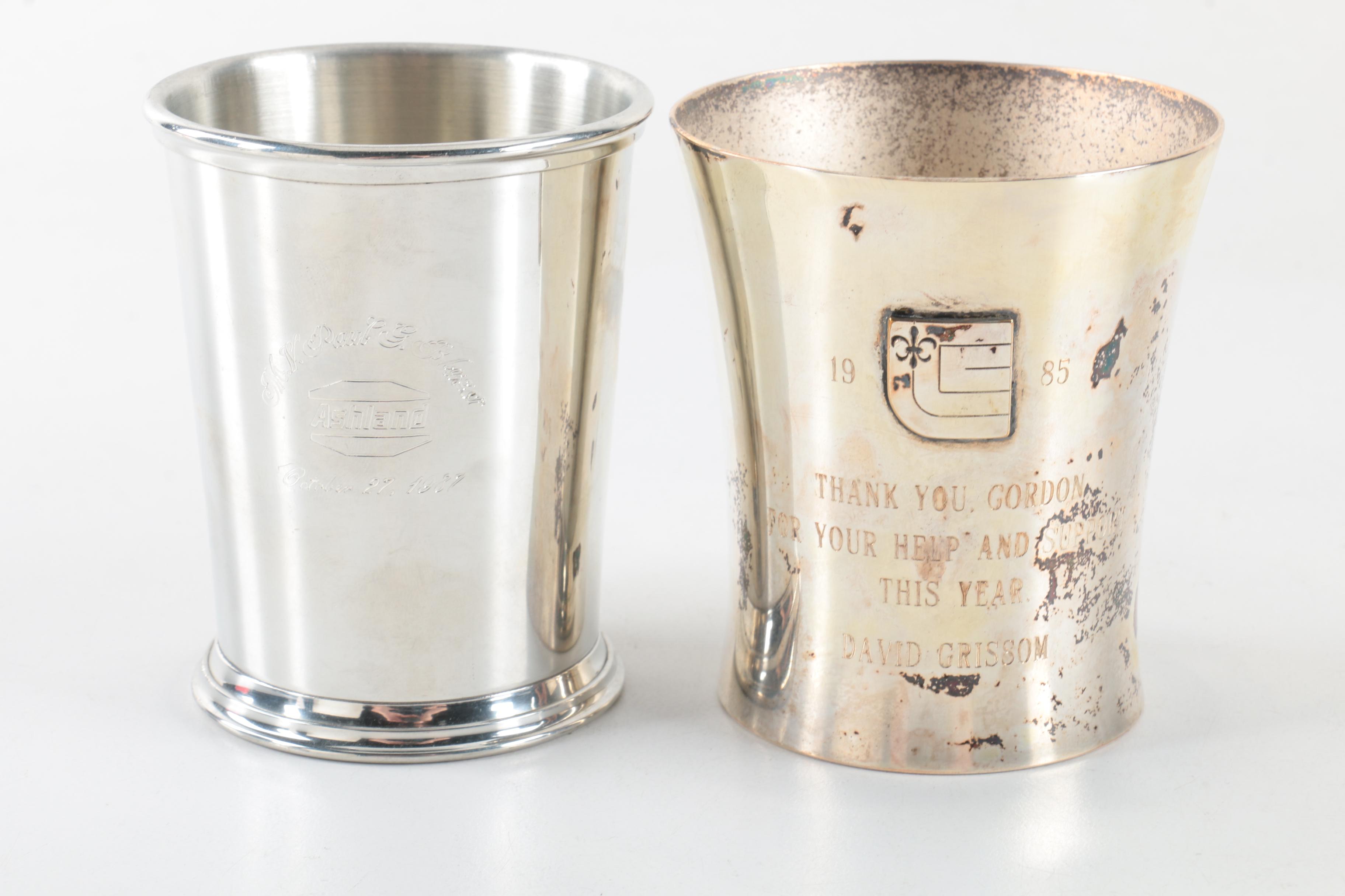 Salisbury Pewter "Jefferson" Pewter Cups and Assorted Silver Plate Cups EBTH