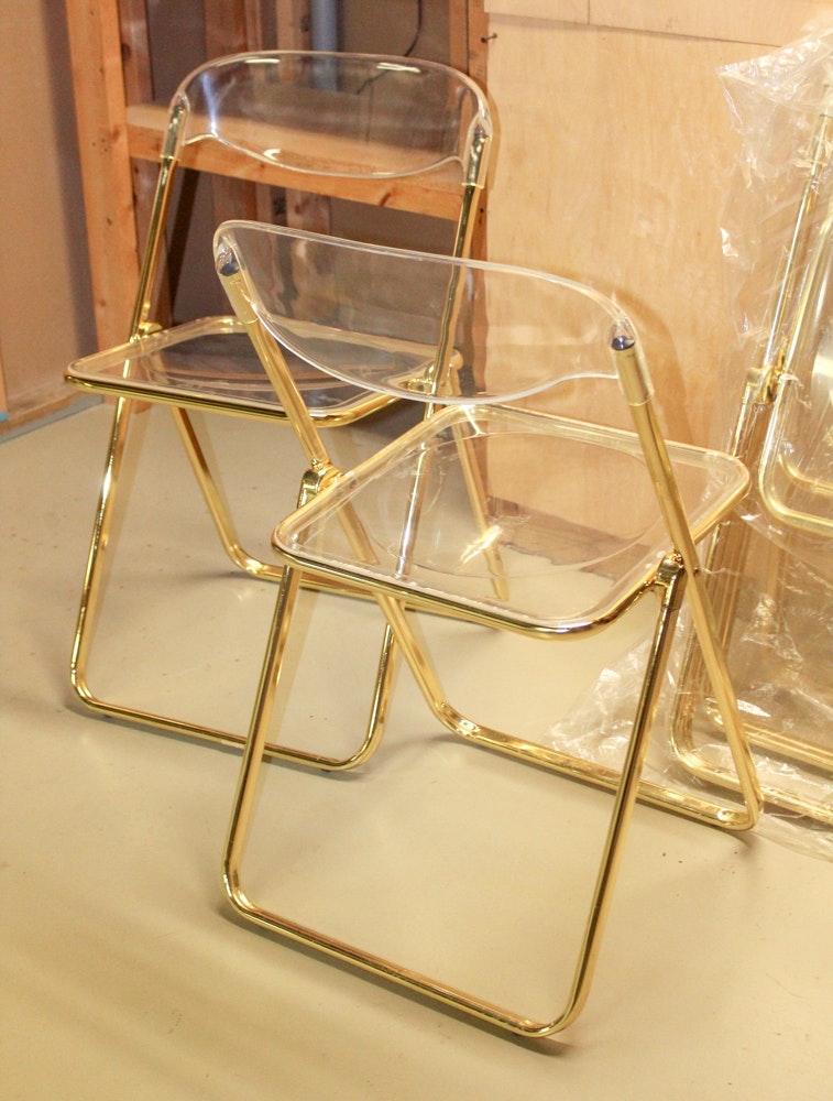 Clear Acrylic and Gold Metal Folding Chairs EBTH