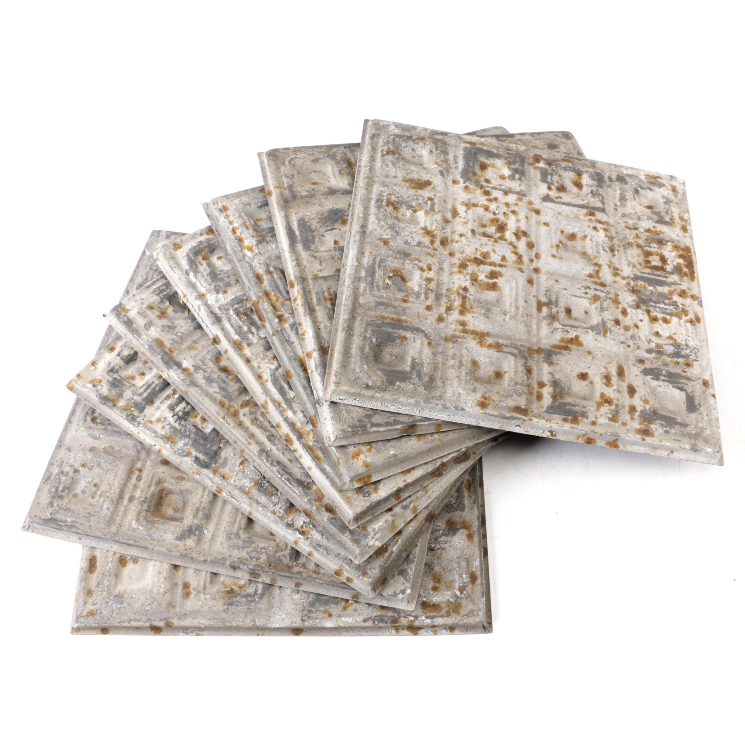 Vintage Coffered Tin Ceiling Tiles Ebth